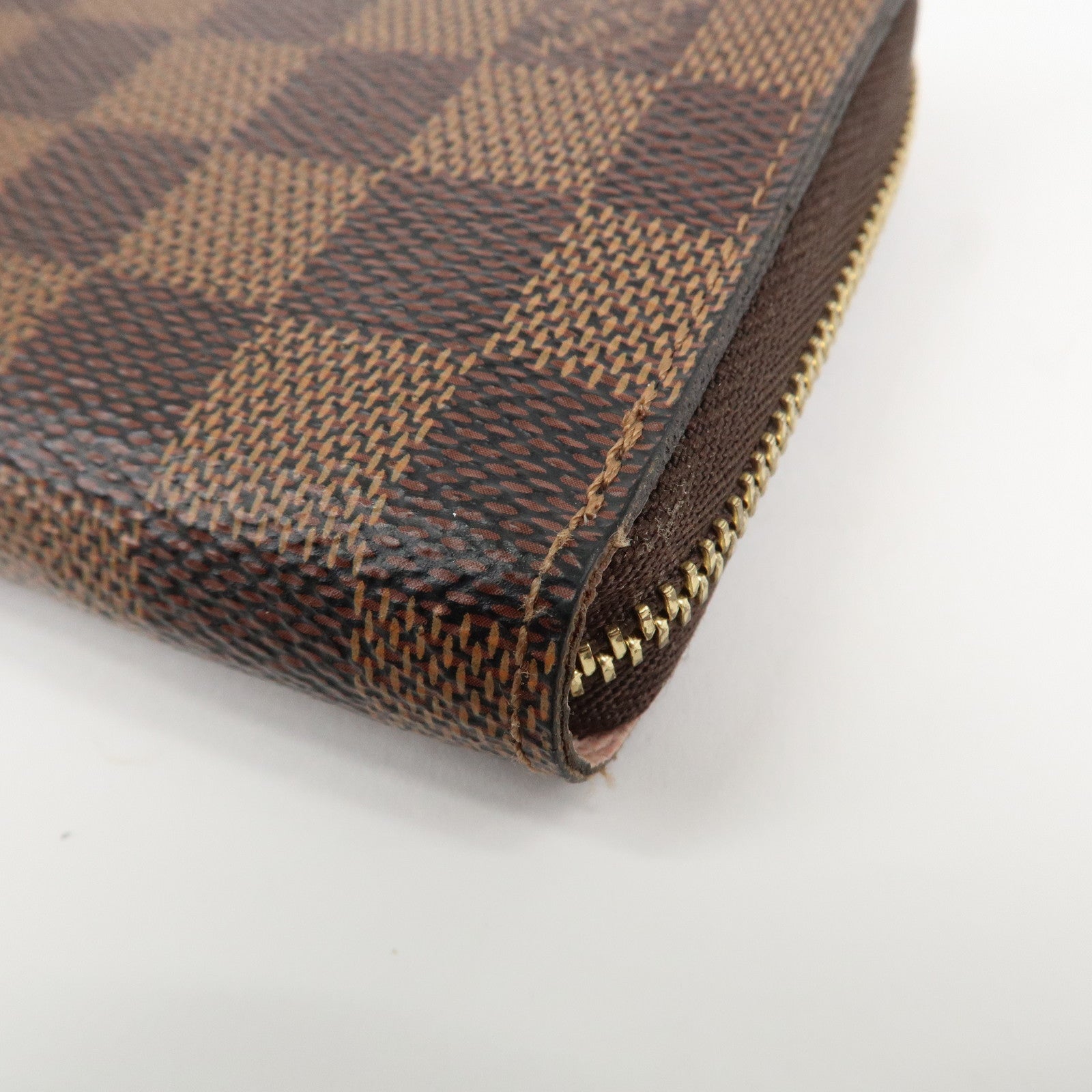 Louis Vuitton Damier Canvas Zippy Round Coin Case Coin Pourse Brown N60213