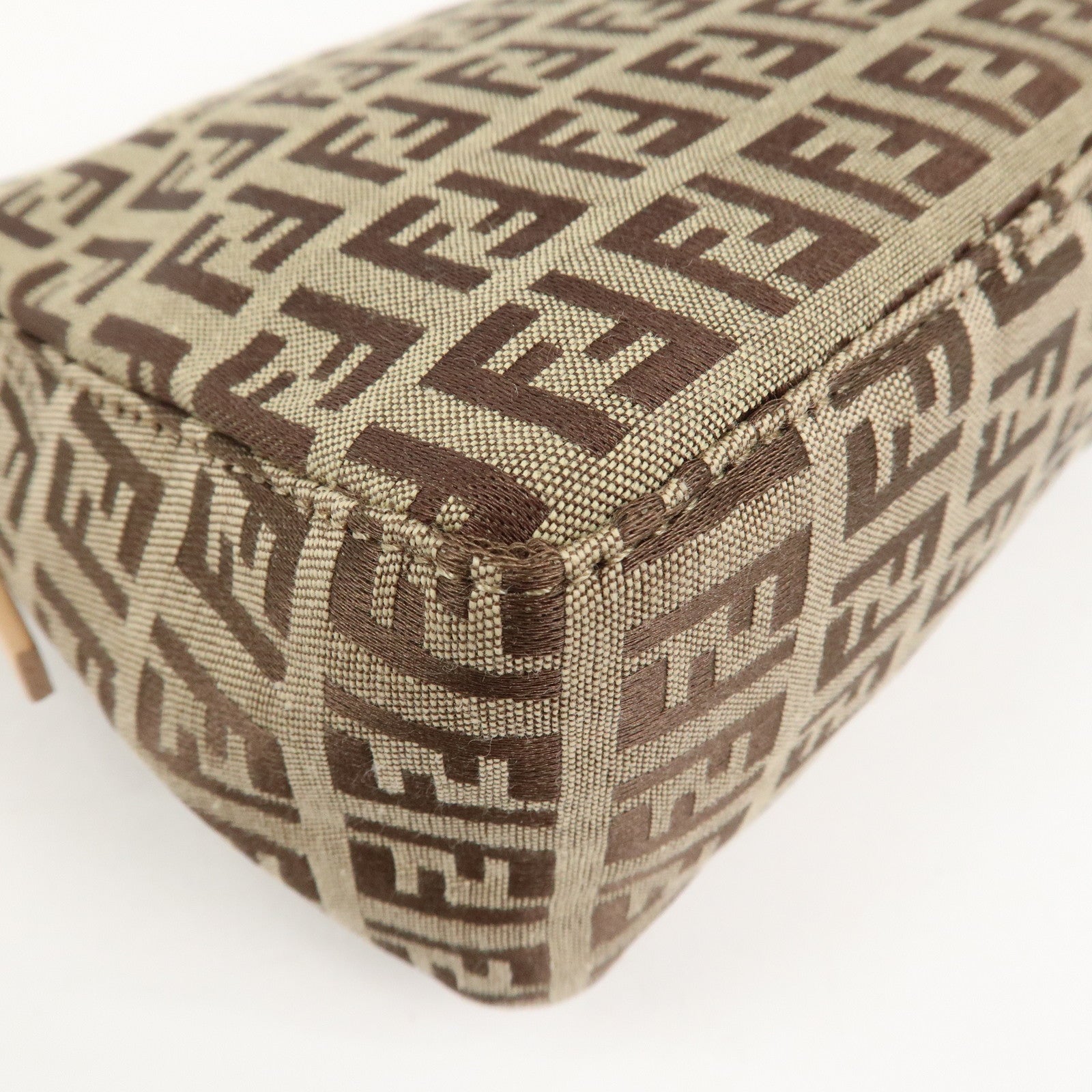 FENDI Zucchino Canvas Leather Shoulder Bag Hand Bag Brown 8BR156