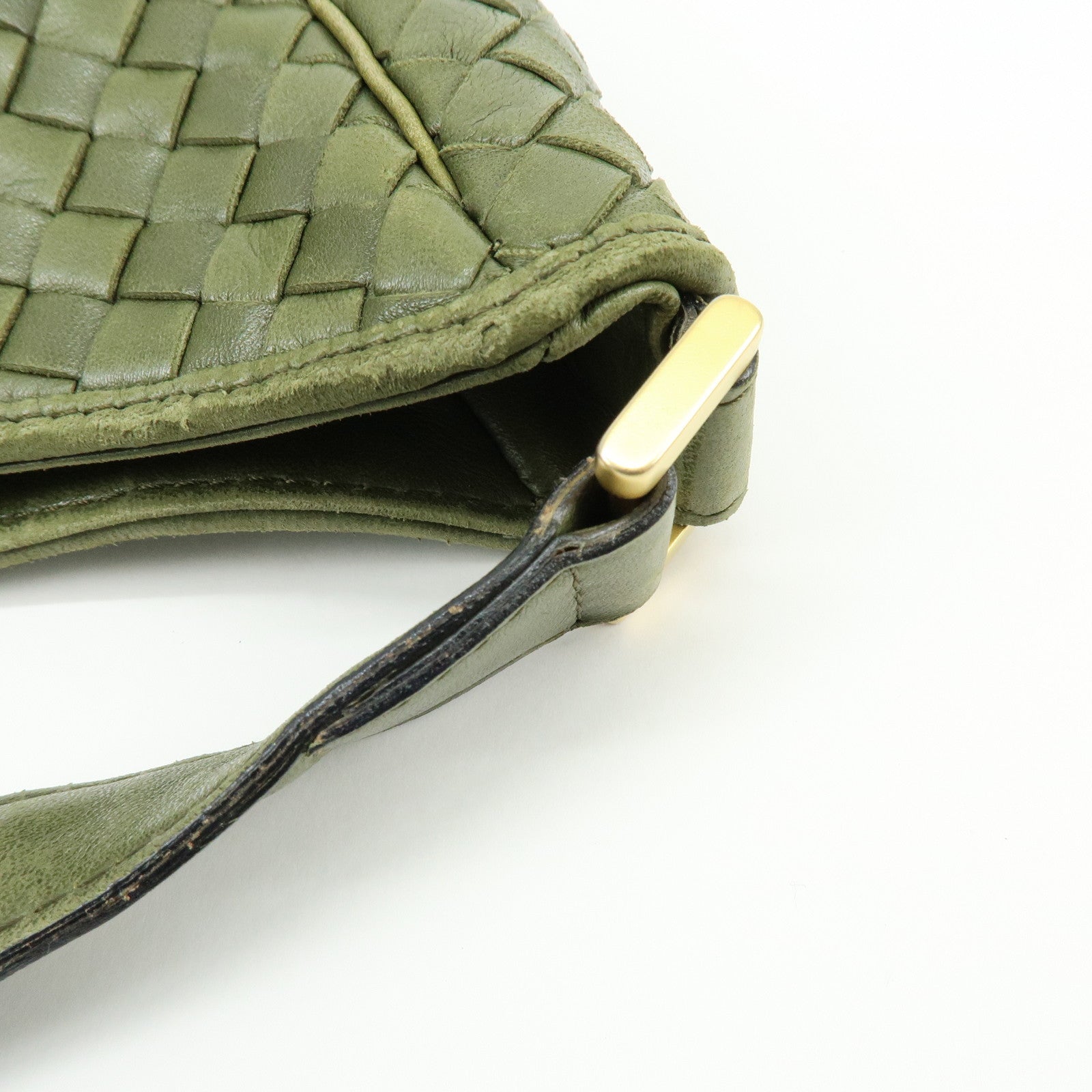 BOTTEGA VENETA Intrecciato Leather Shoulder Bag Crossbody Bag Green