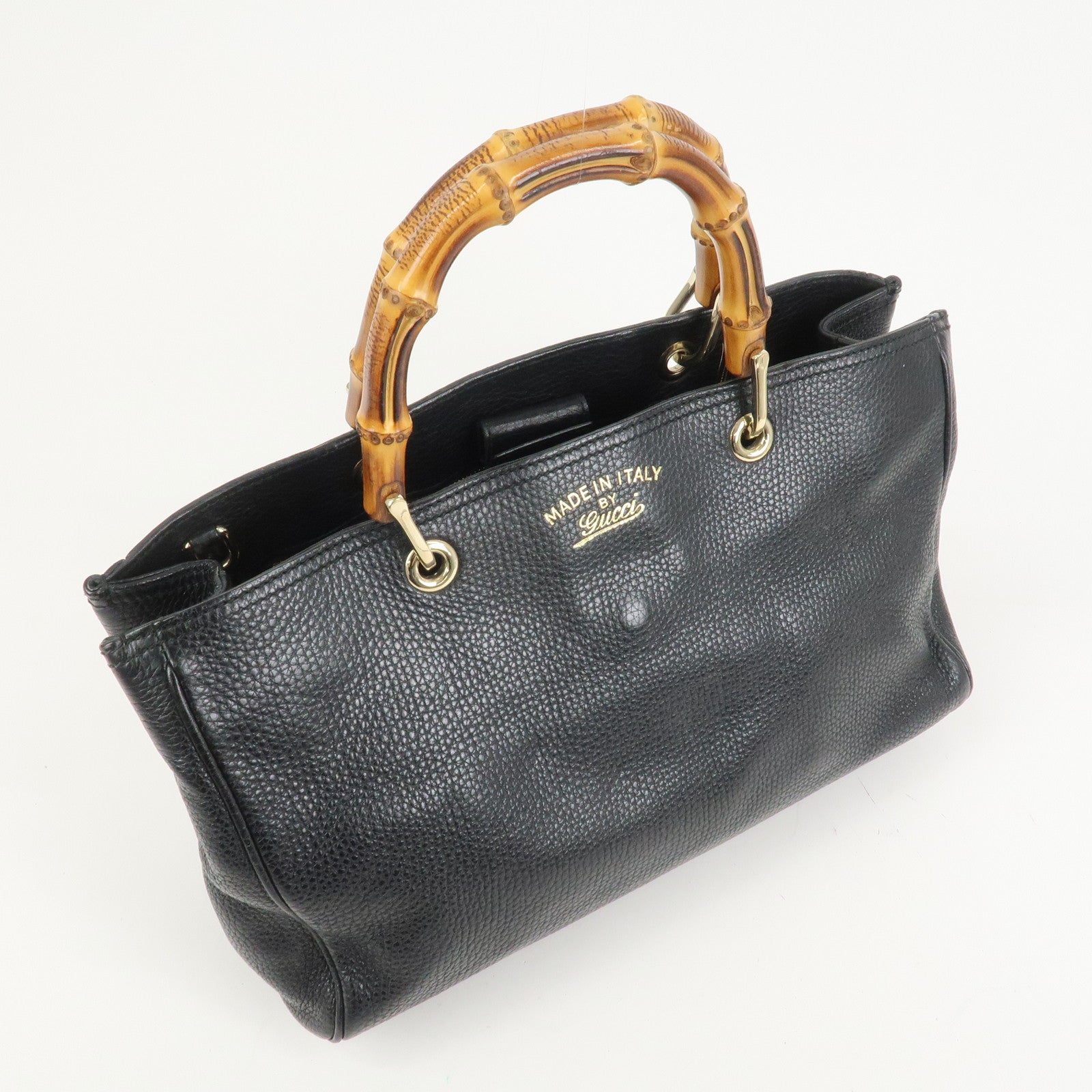 GUCCI Bamboo Shopper Medium 2Way Bag Shoulder Bag Black 323660