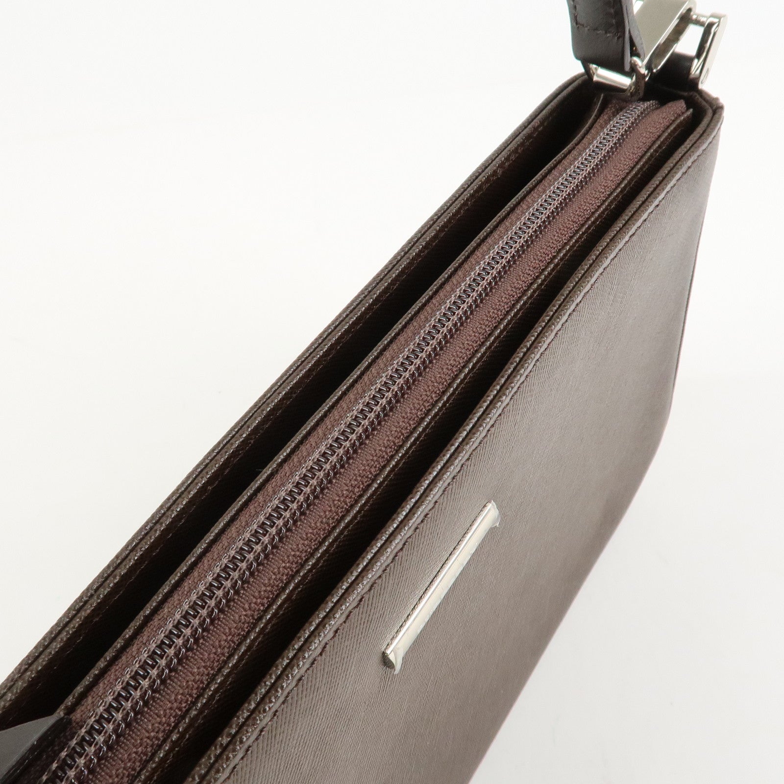 BURBERRY Leather Shoulder Bag Hand Bag Brown Silver HDW Used