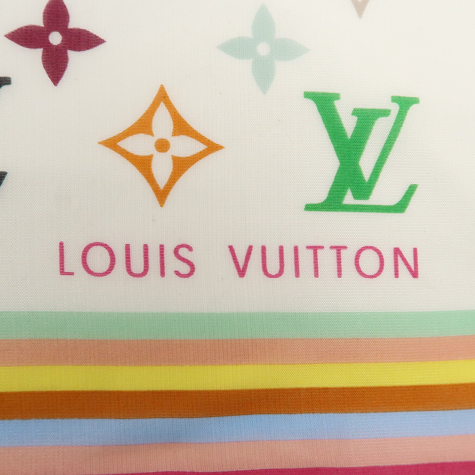 Louis Vuitton Monogram Multicolor Silk 100% Mini Scarf Blanc M71913