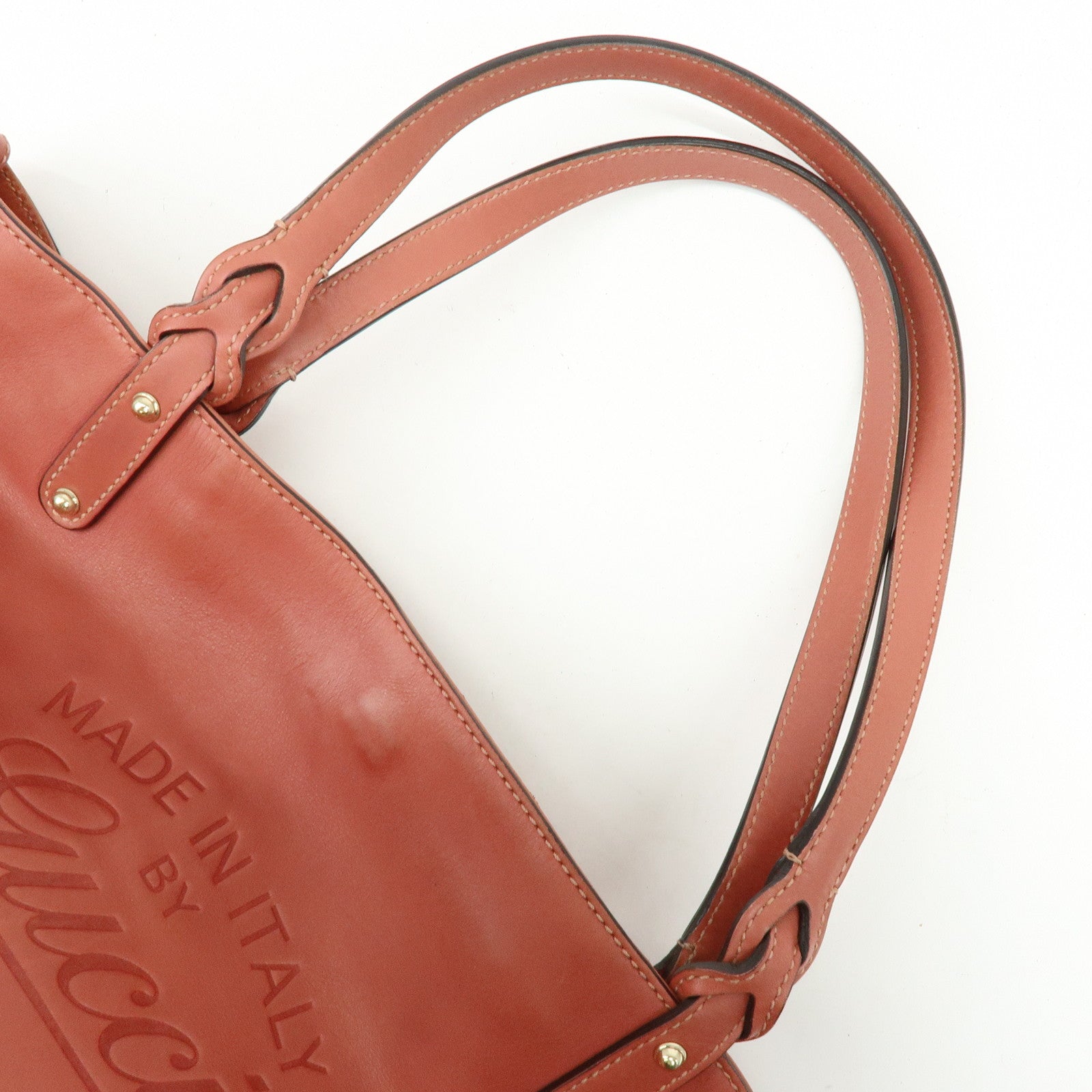 GUCCI Logo Leather Tote Bag Shoulder Bag Hand Bag Rose Pink 247209