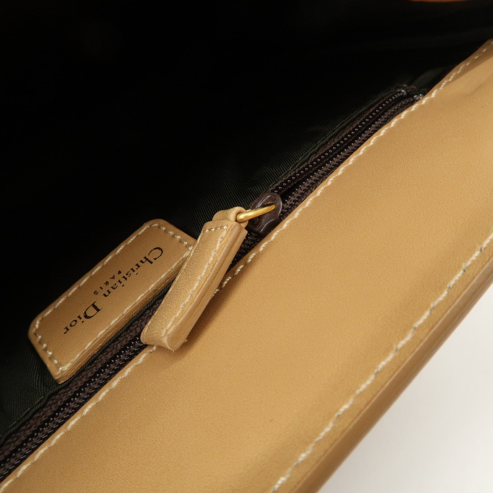 Christian Dior Trotter Jacquard Leather Hand Bag Brown Gold HDW