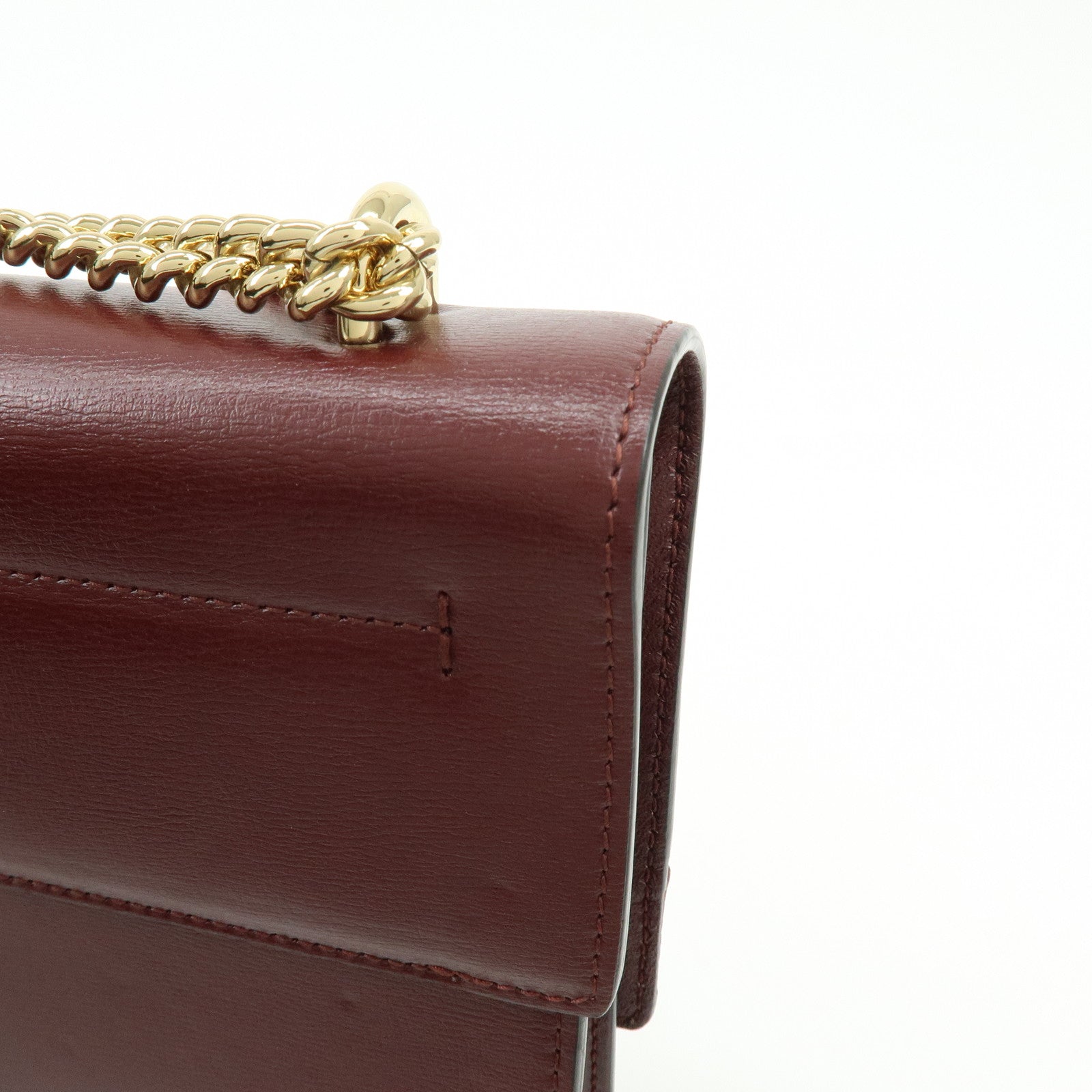 Ferragamo Vara Ribbon Leather Chain Shoulder Bag Bordeaux