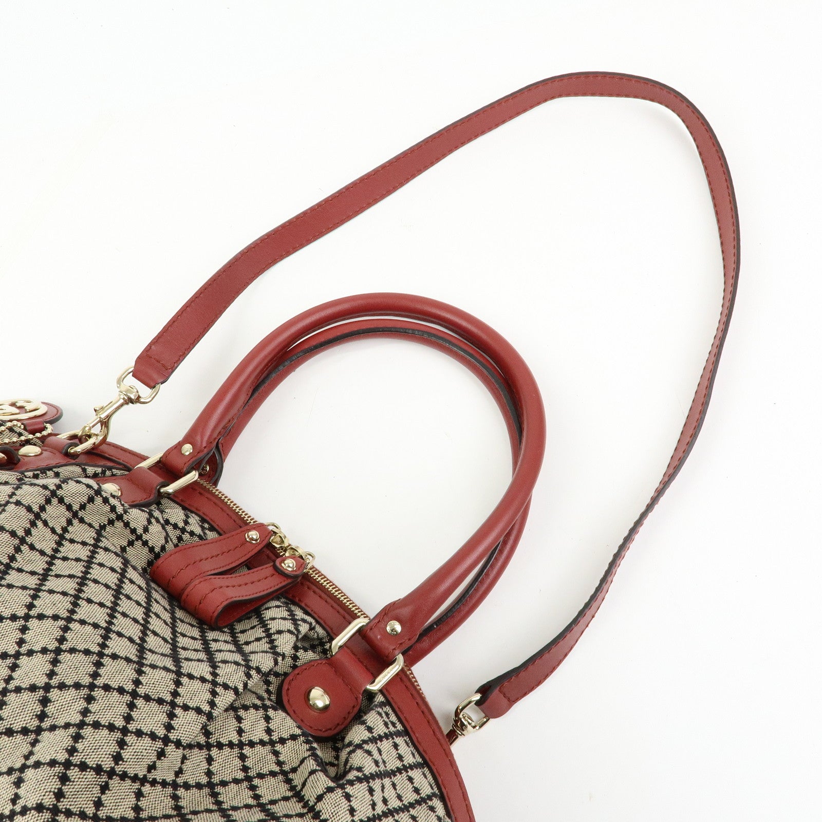 GUCCI Diamante Sukey Canvas Leather 2WAY Hand Shoulder Bag 223974