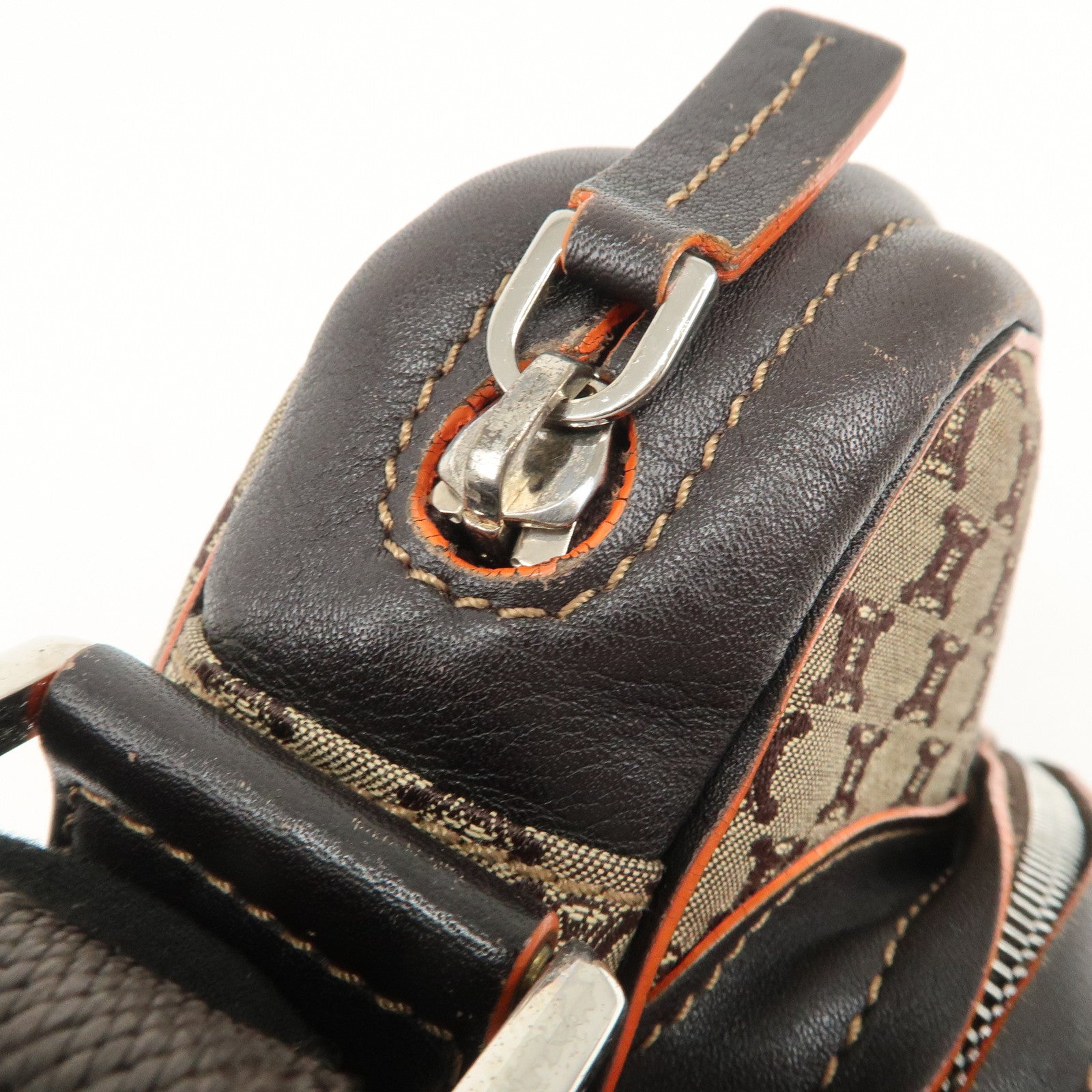 CELINE Macadam Leather Canvas Shoulder Bag Crossbody Bag Used