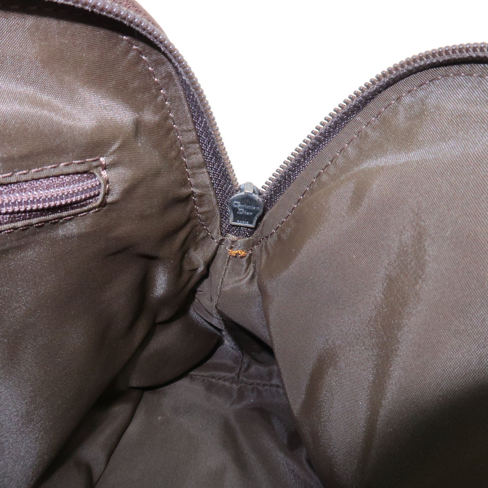 Christian Dior Trotter Canvas Leather Hand Bag Beige Brown