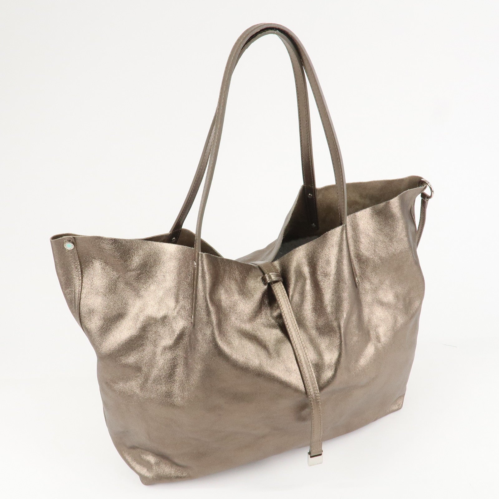 Tiffany&Co. Leather Reversible Tote Bag Gold Used