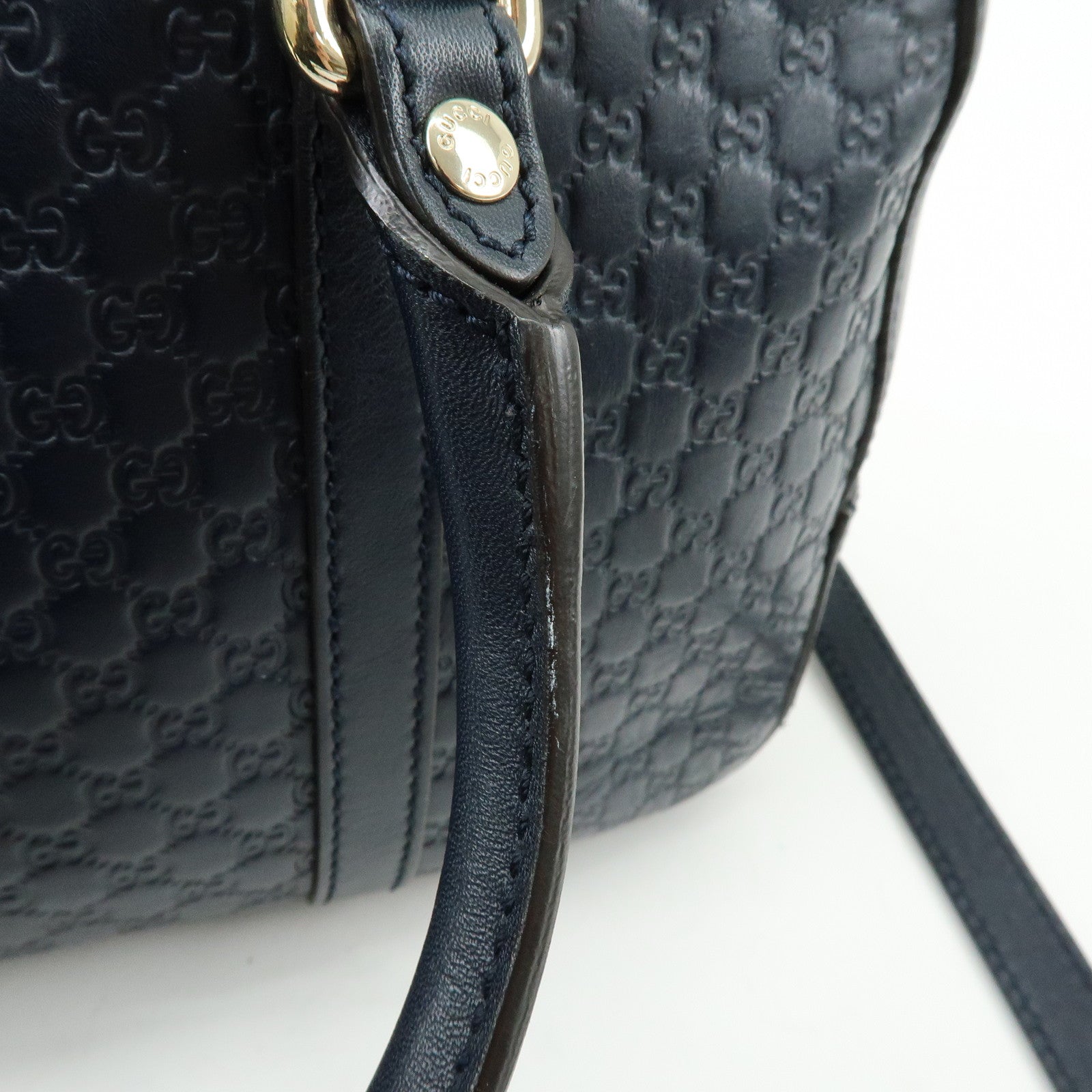 GUCCI Microguccissima Leather 2Way Bag Hand Bag Dark Navy 510286