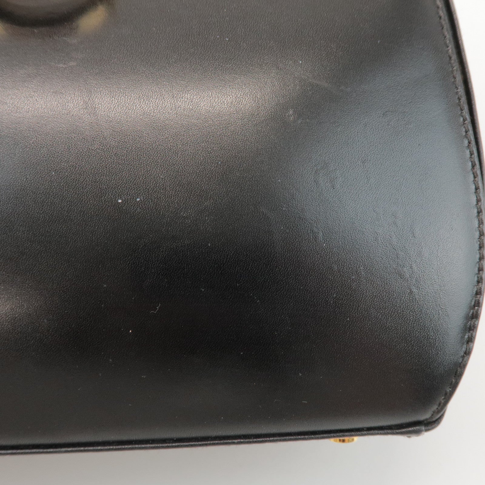 Ferragamo Gancini Calf Leather 2Way Bag Hand Shoulder Bag Black