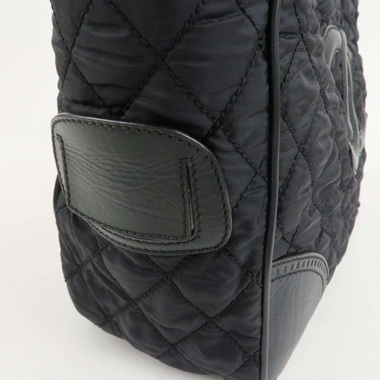 CHANEL Paris New York COCO Mark Nylon Leather Tote Bag Black A33100