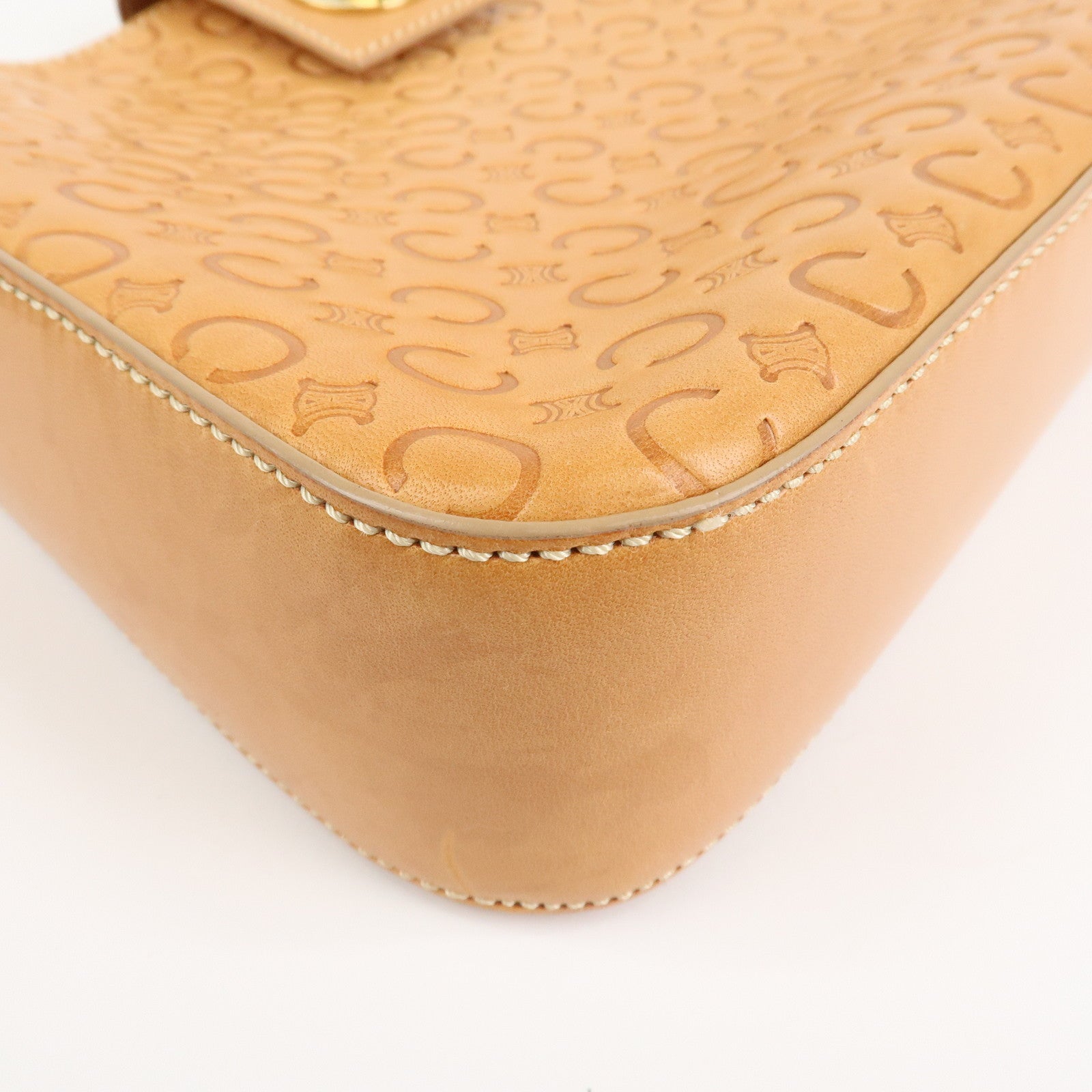 CELINE C Macadam Leather Shouler Bag Hand Bag Beige