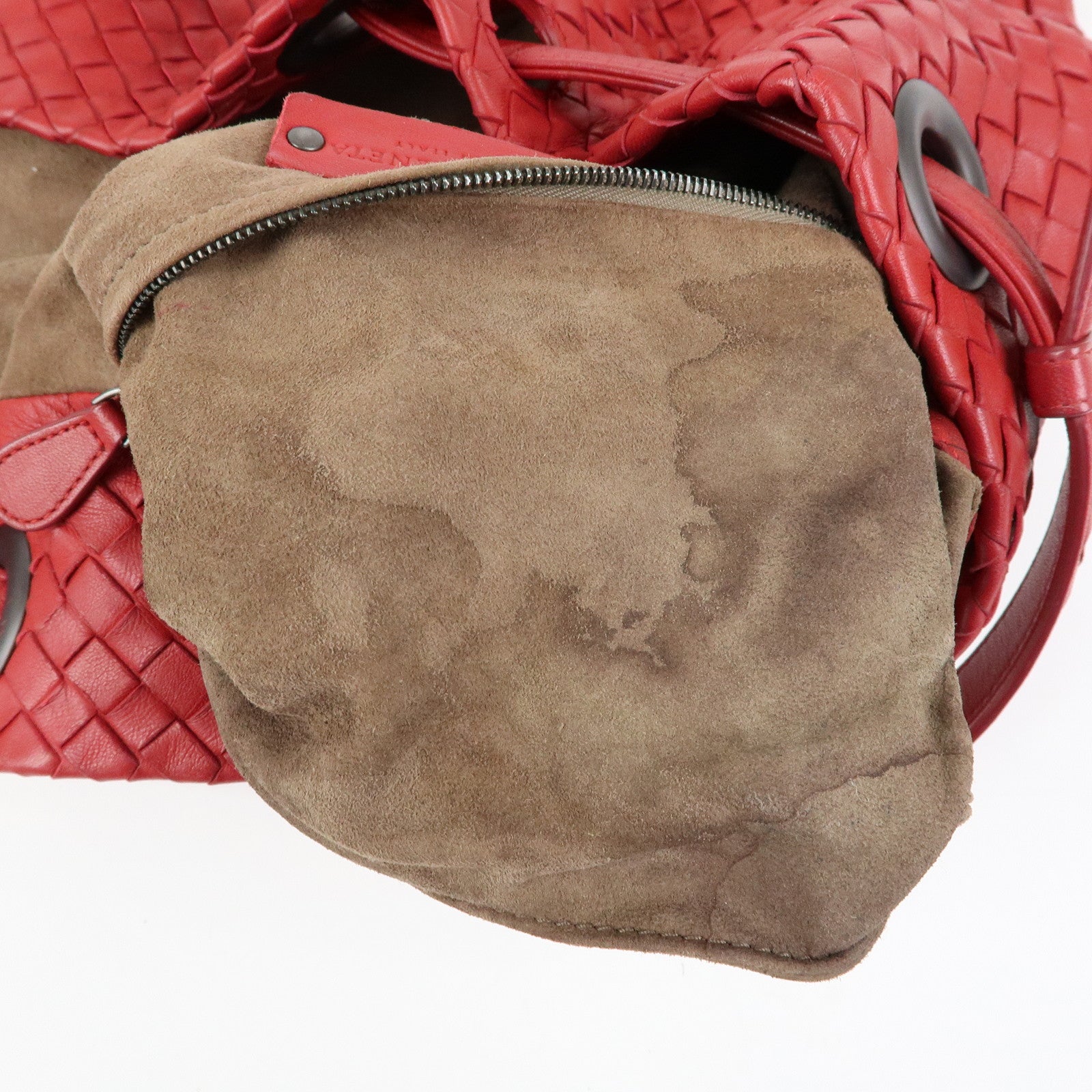 BOTTEGA VENETA Intrecciato Leather Shoulder Bag Hand Bag Red