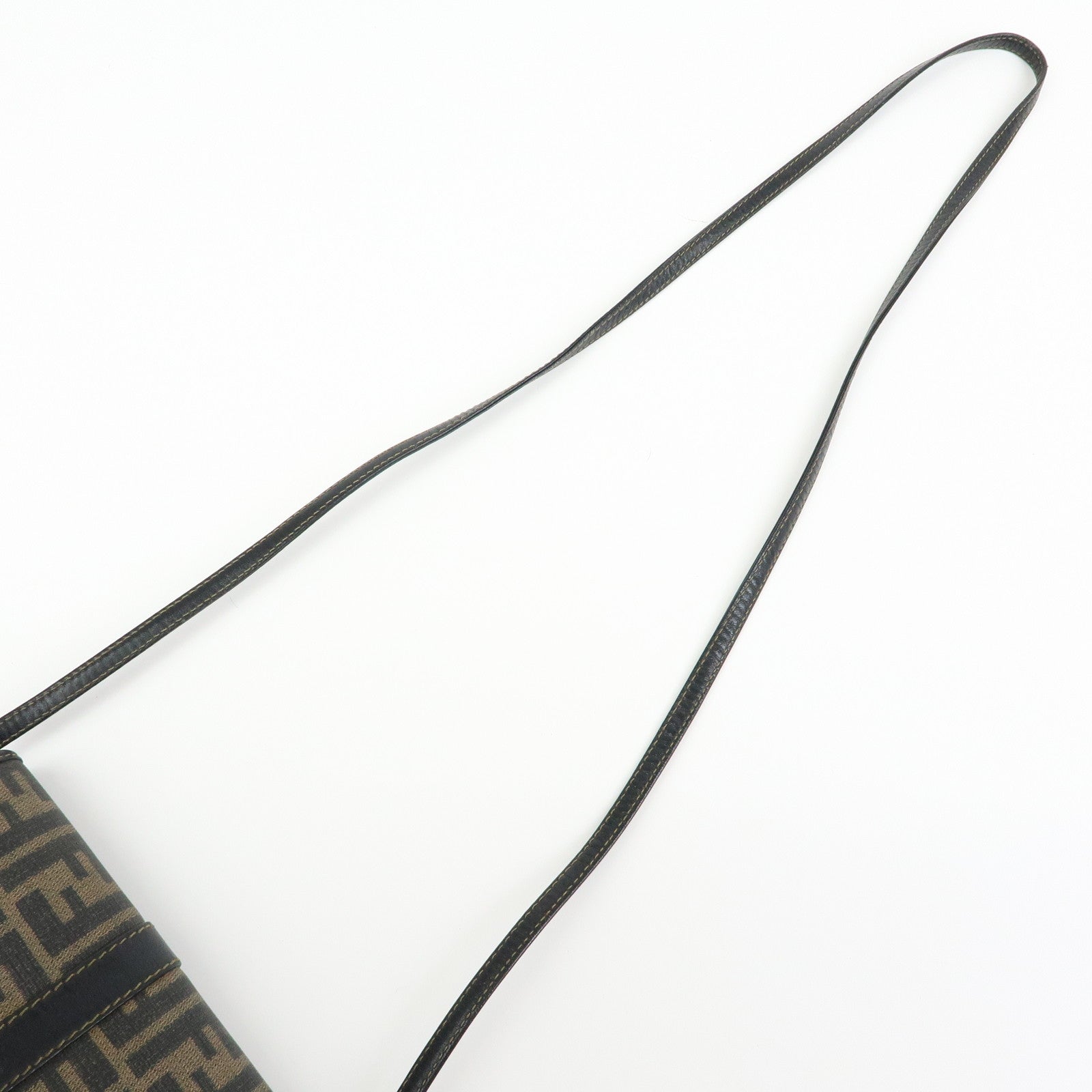 FENDI Zucca PVC Leather Canvas Shoulder Bag Brown Black