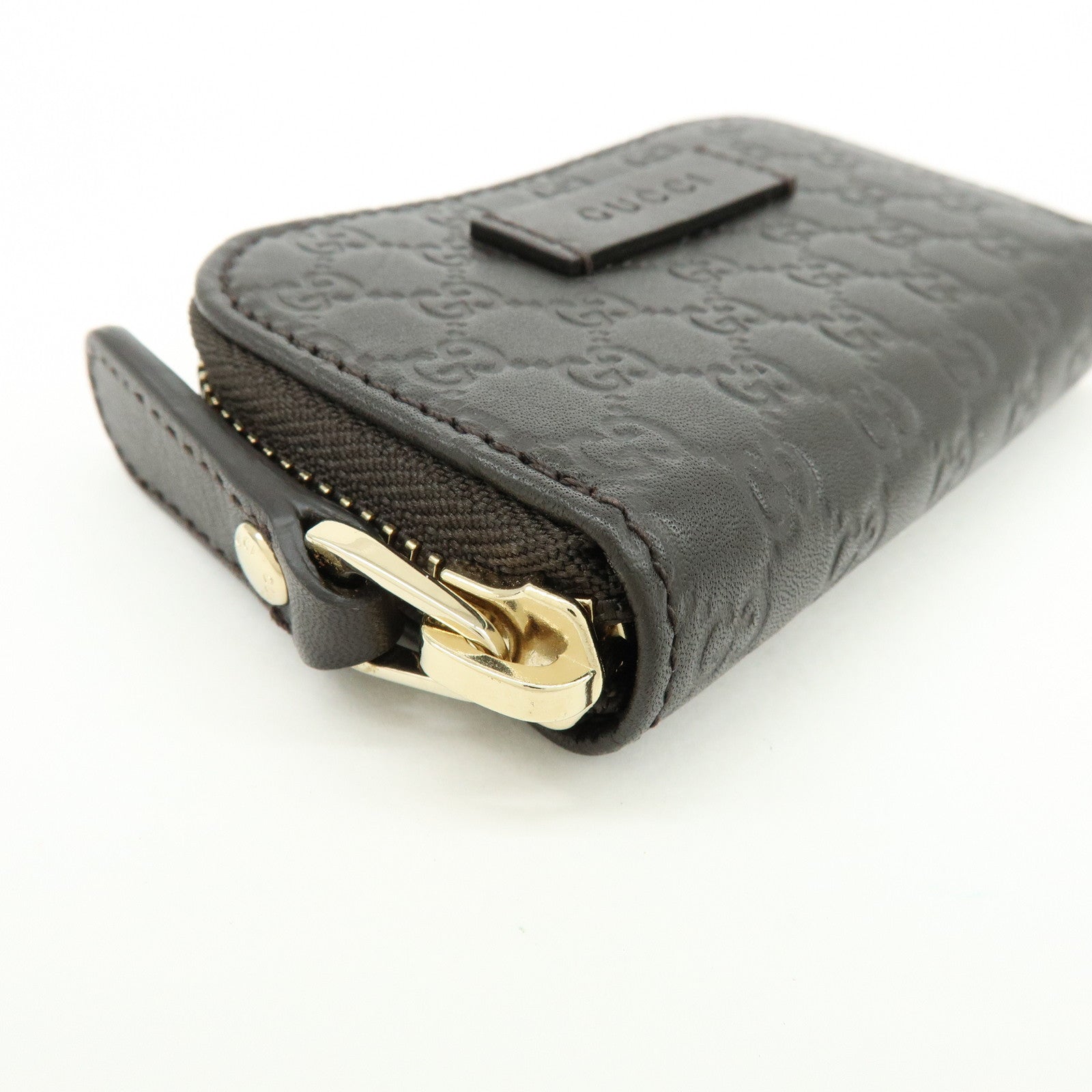 GUCCI Micro Guccissima Leather Coin Case Purse Dark Brown 449896