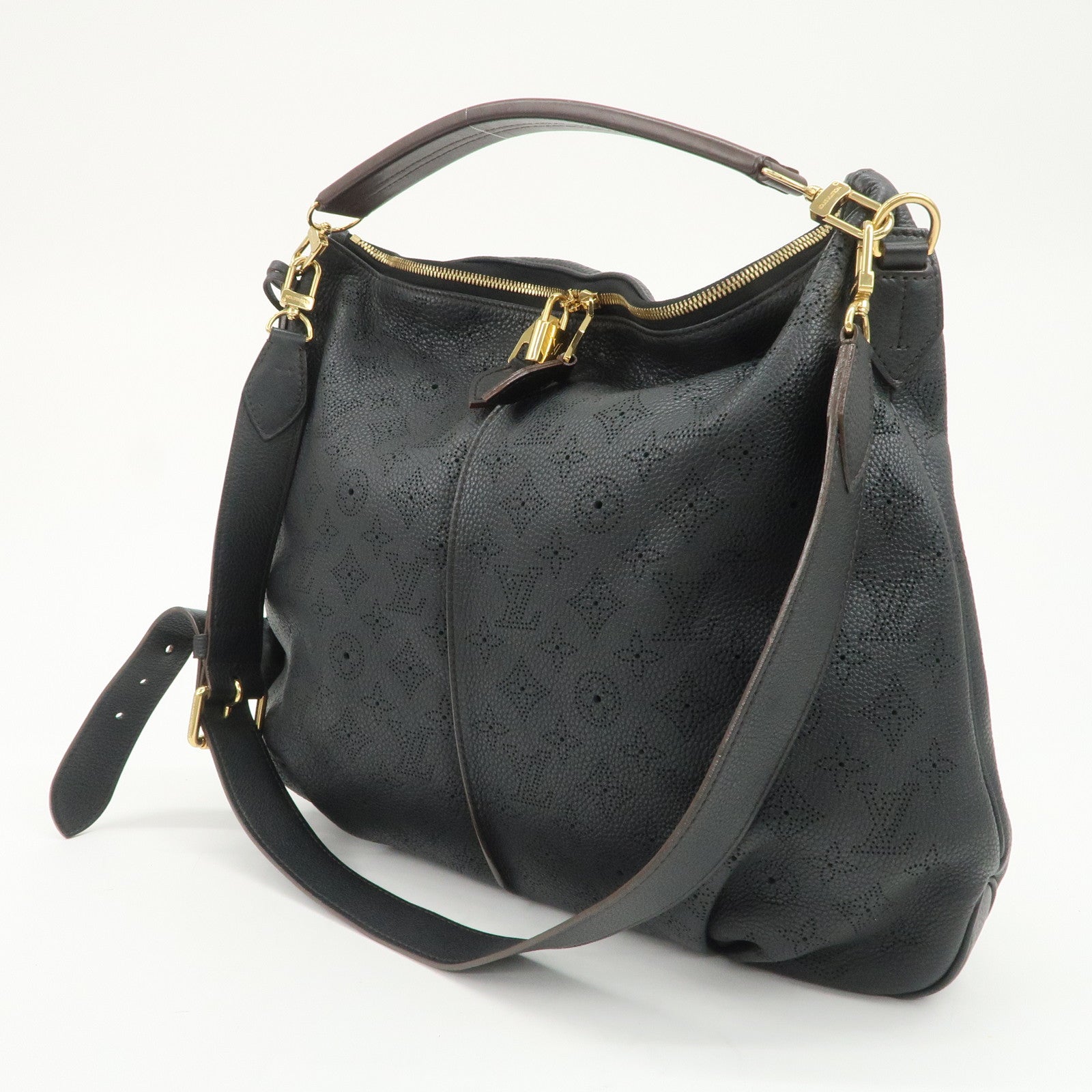 Louis Vuitton Monogram Mahina Selene PM Shoulder Bag Noir M94314