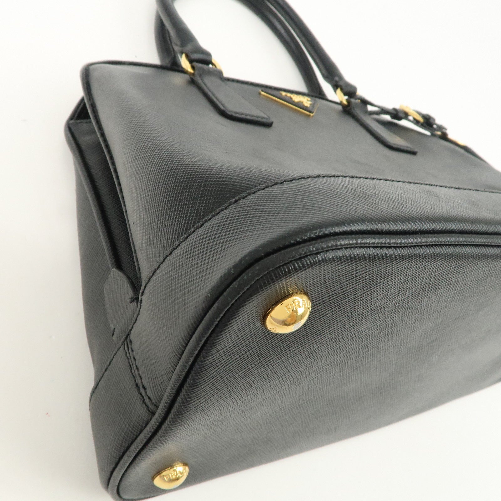 PRADA Saffiano Leather Triangle Logo 2WAY Bag Hand Bag Black BN2567