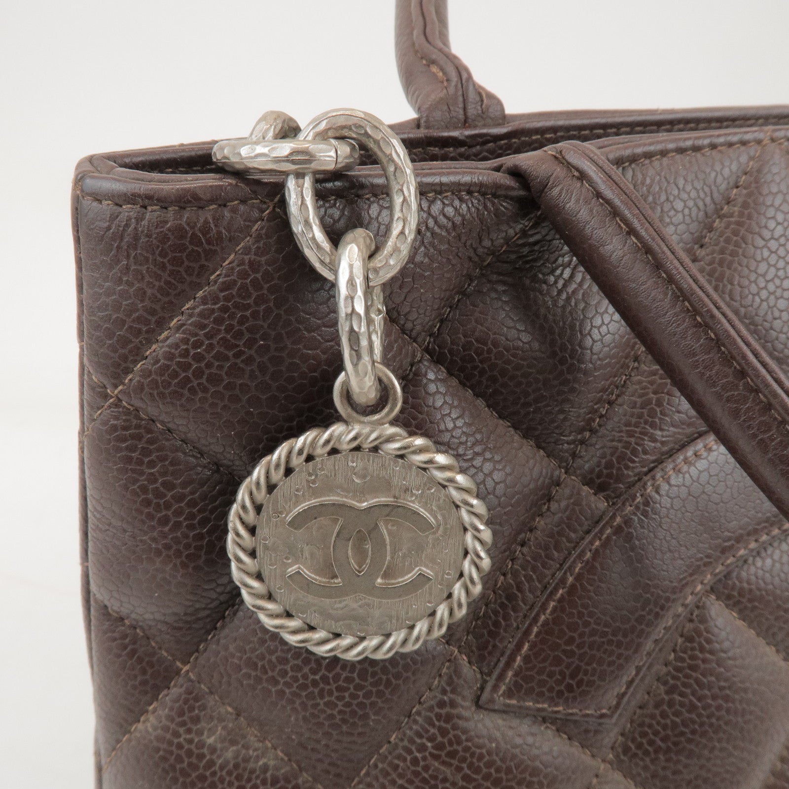 CHANEL Matelasse COCO Mark Caviarskin Medallion Tote Bag A01804
