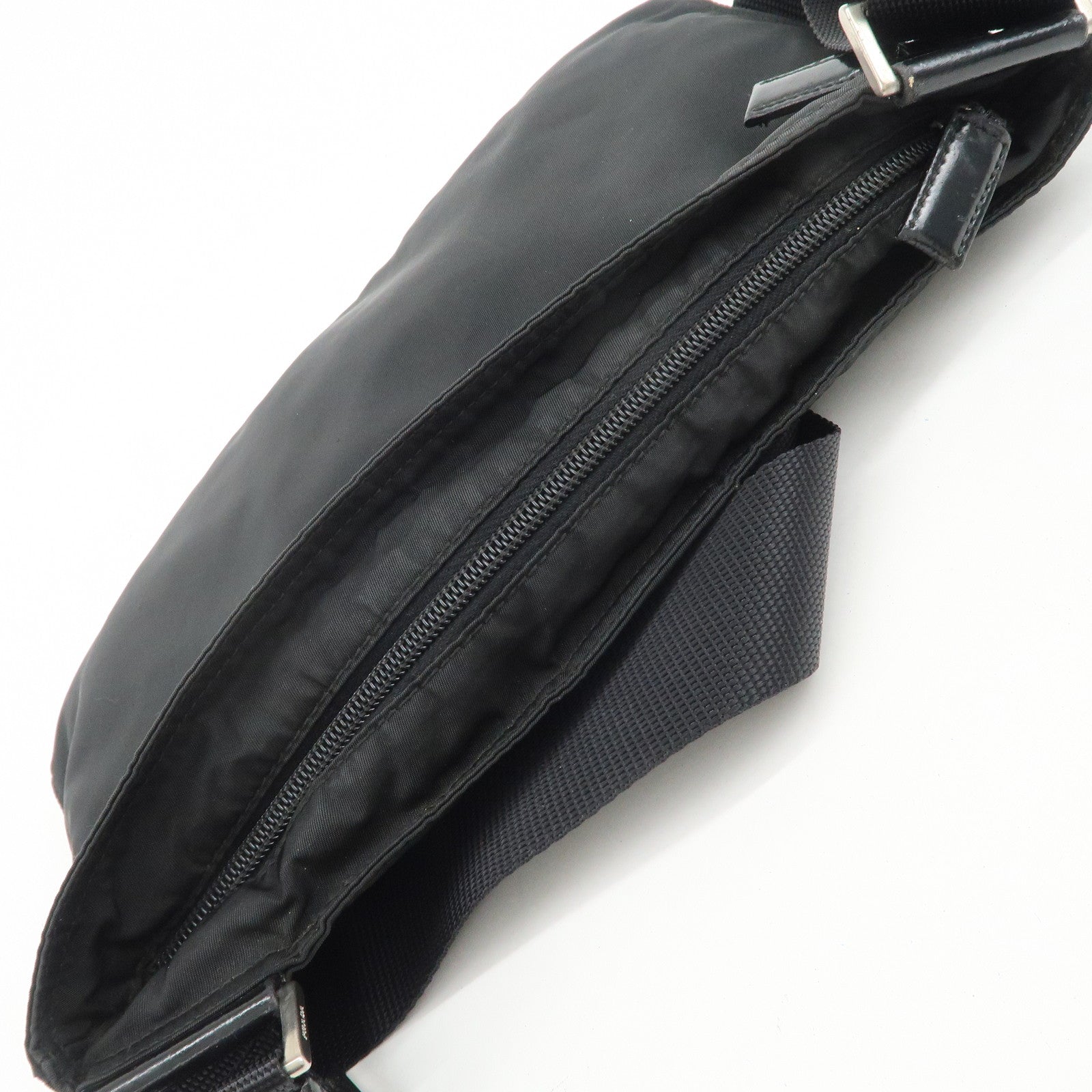 PRADA Triangle Logo Nylon Leather Shoulder Bag Crossbody Bag Black