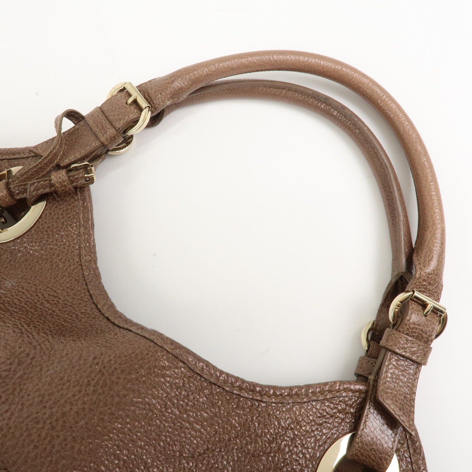 Christian Dior Lady Dior Leather Tote Bag Shoulder Bag Brown