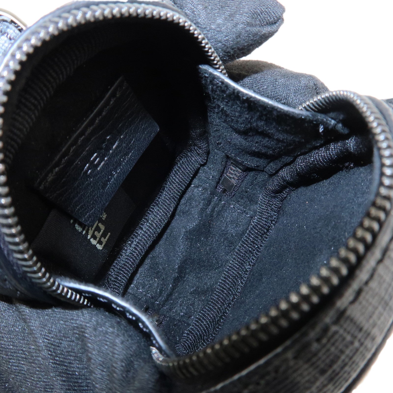 FENDI Zucca Leather PVC Airpods Case Black Gray 7AS121 Used