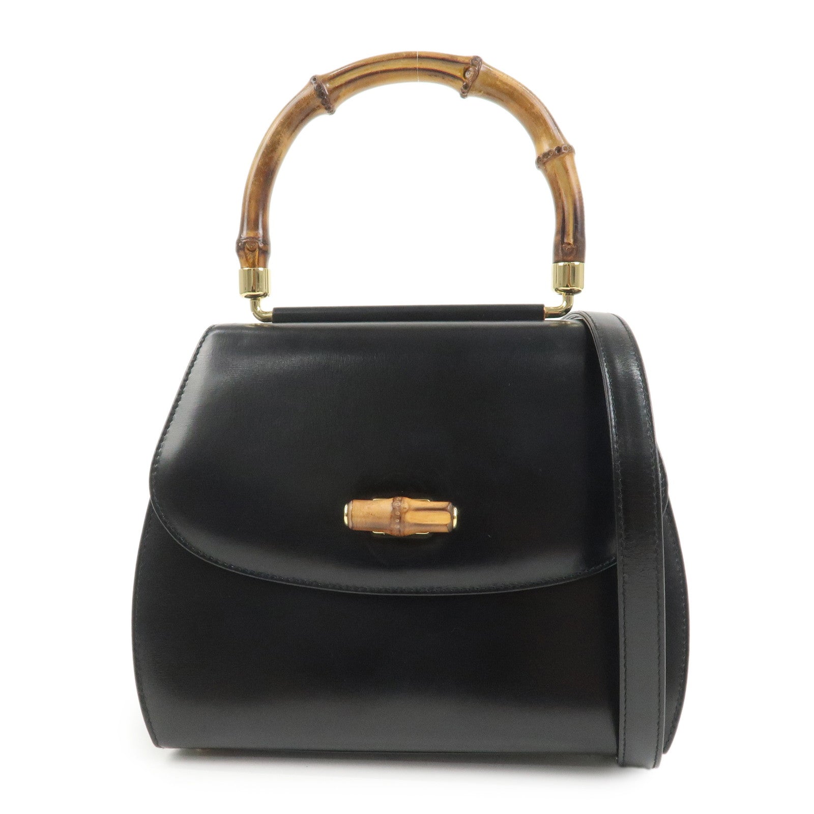 GUCCI Bamboo Leather 2Way Bag Hand Bag Shoulder Bag 000・46・0266