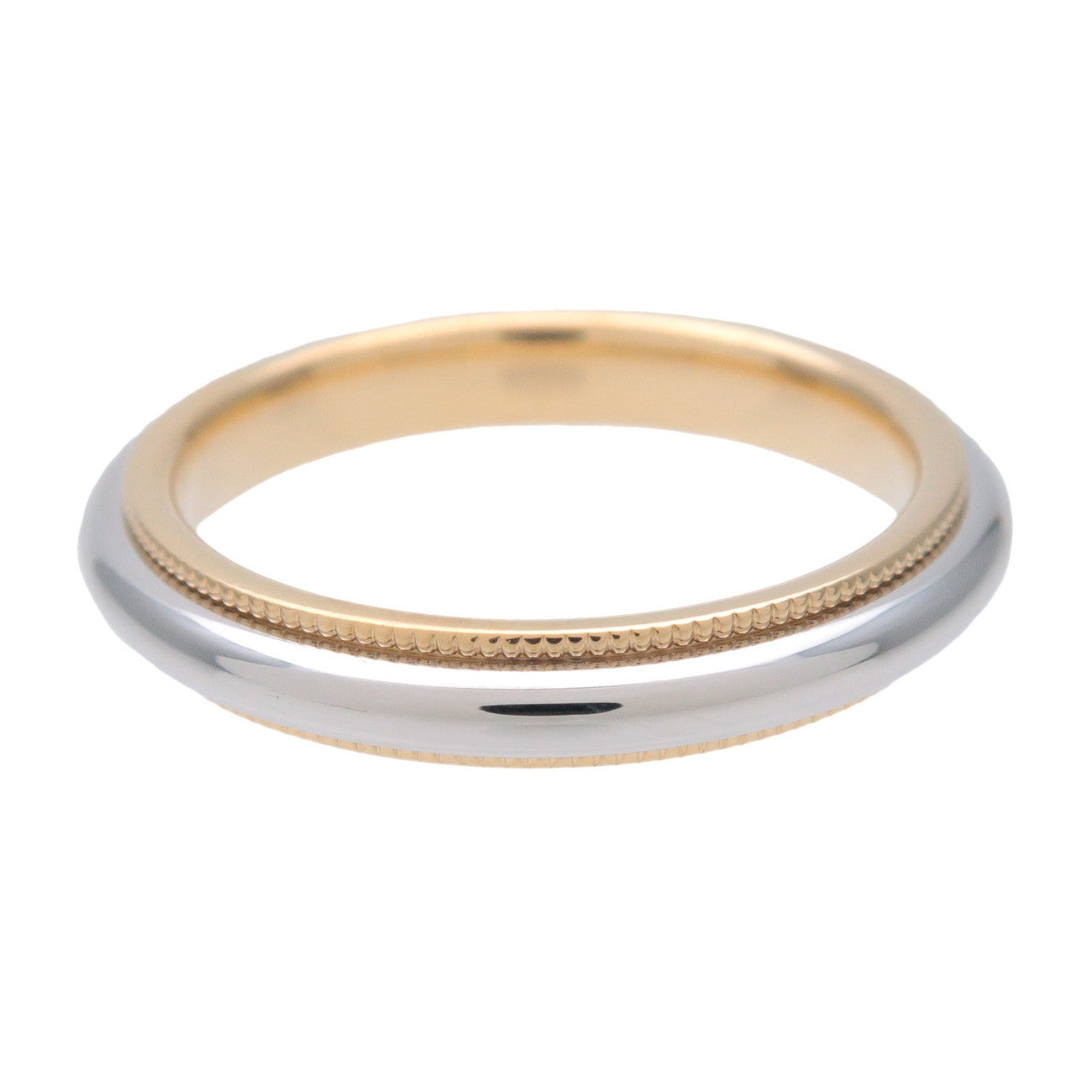 Tiffany & Co Milgrain Band Ring PT950 K18 750YG US4.5 HK9 EU48