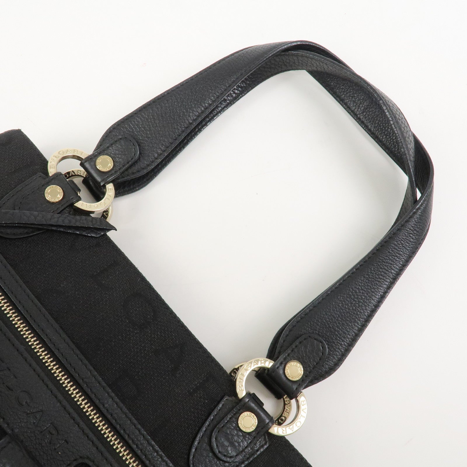 BVLGARI Logo Mania Canvas Leather 2Way Bag Shoulder Bag Black