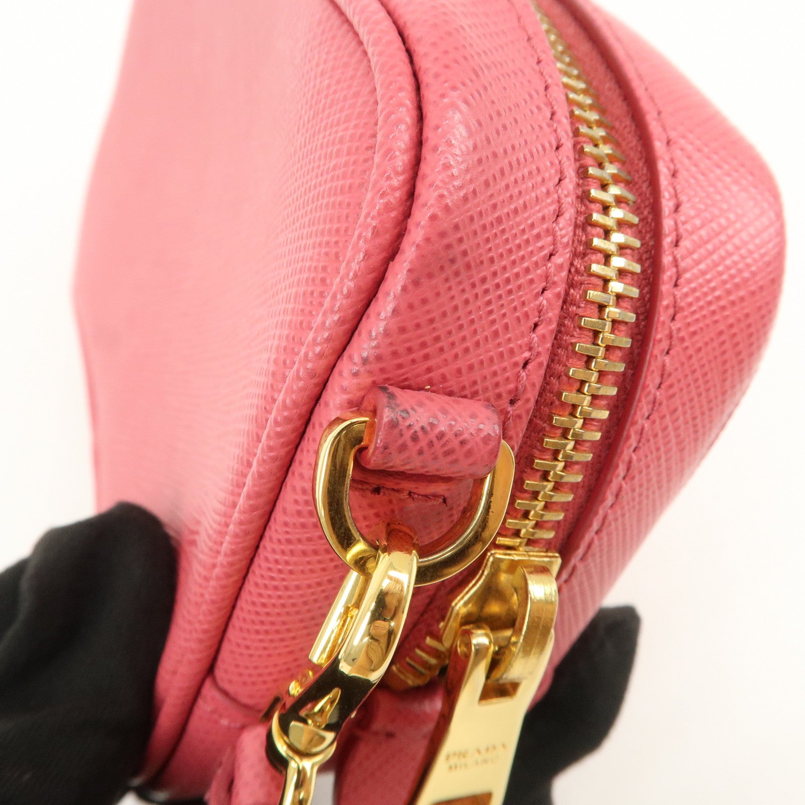 PRADA Saffiano Leather Ribbon Mini Shoulder Bag Camera Bag 1N1674