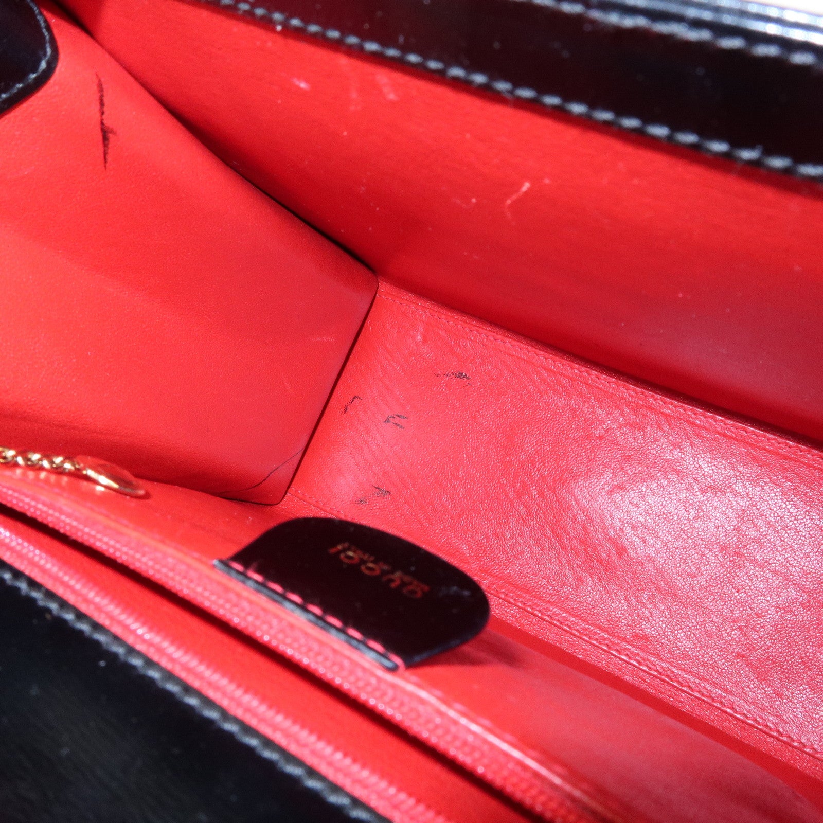 GUCCI Lady Lock Calf Leather 2Way Hand Bag Black