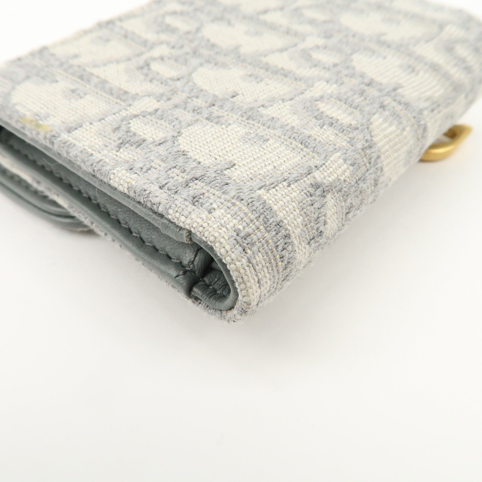 Christian Dior Oblique Jacquard Saddle Lotus Wallet Gray