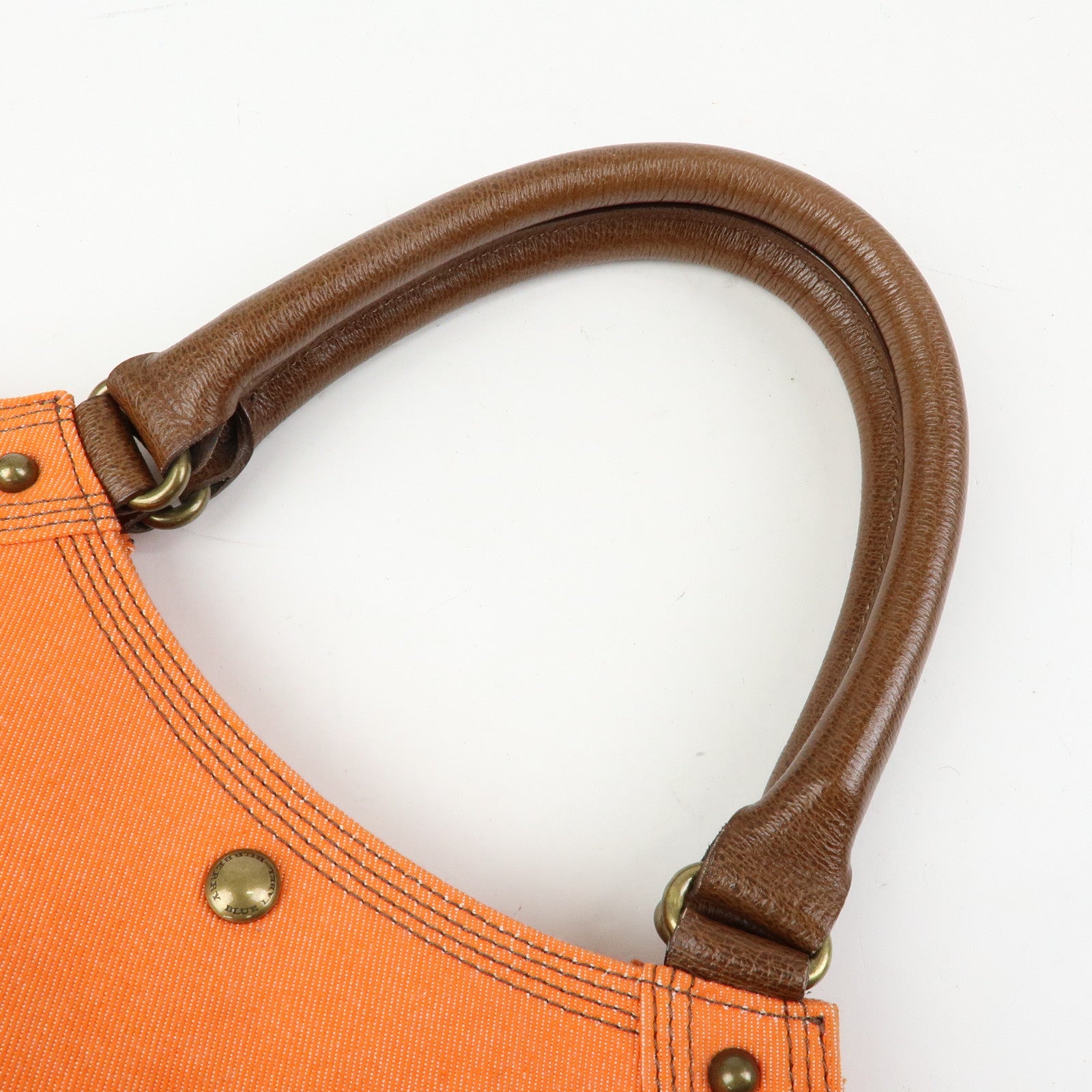 BURBERRY Blue Label Canvas Leather Tote Bag Shoulder Bag Orange