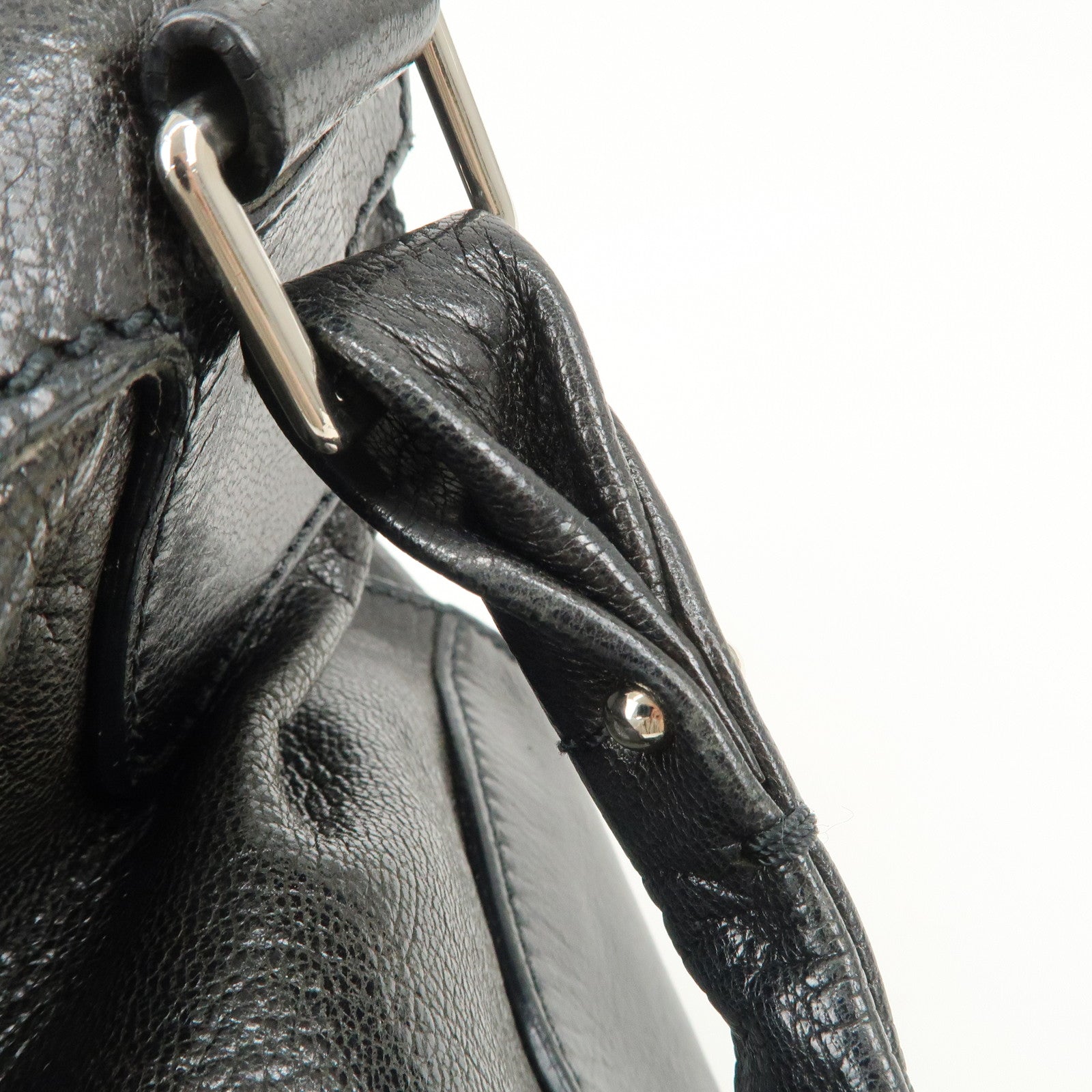 CELINE Bitter Sweet Leather Shoulder Bag Hand Bag Black Used