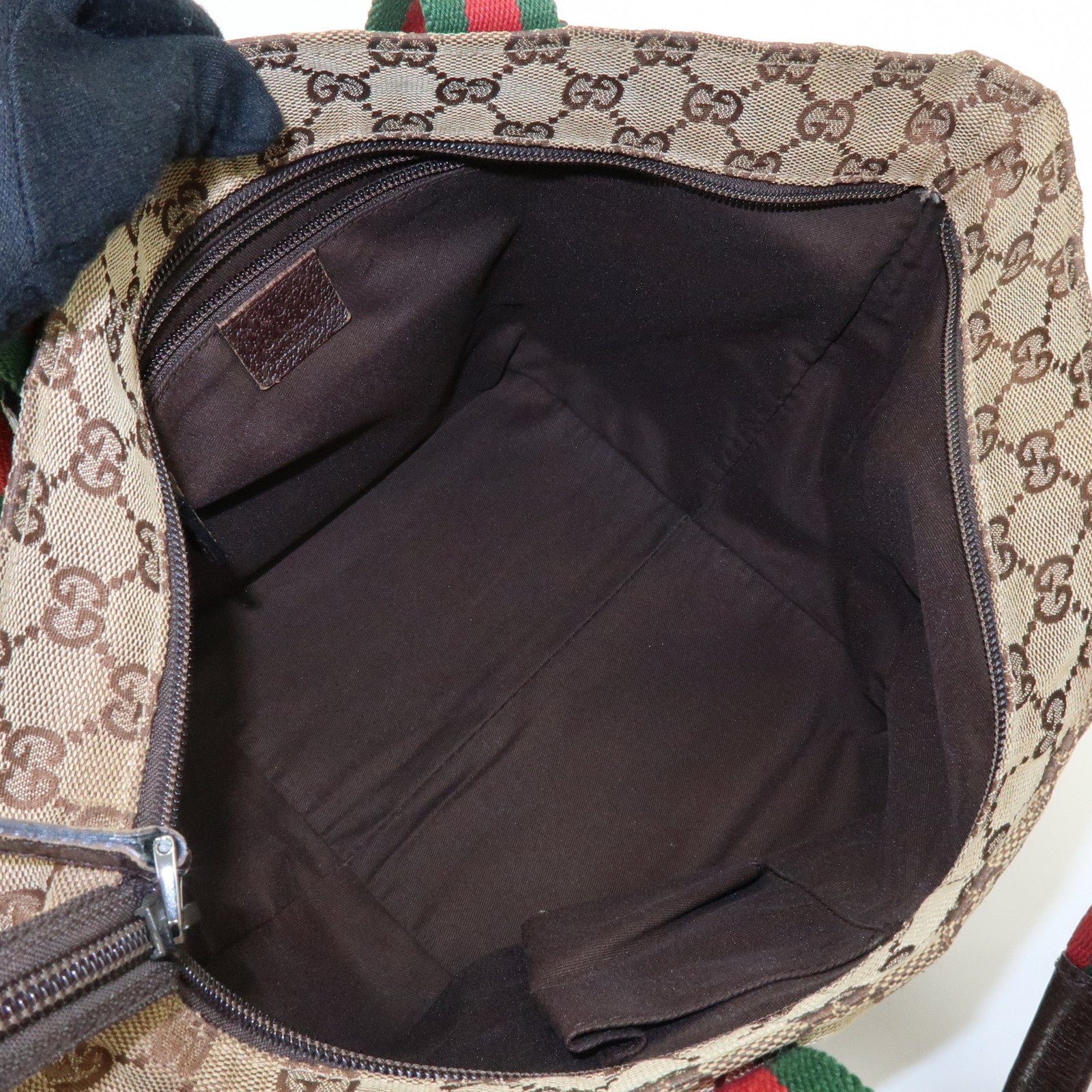 GUCCI Sherry GG Canvas Leather Tote Bag Hand Bag Brown 131228