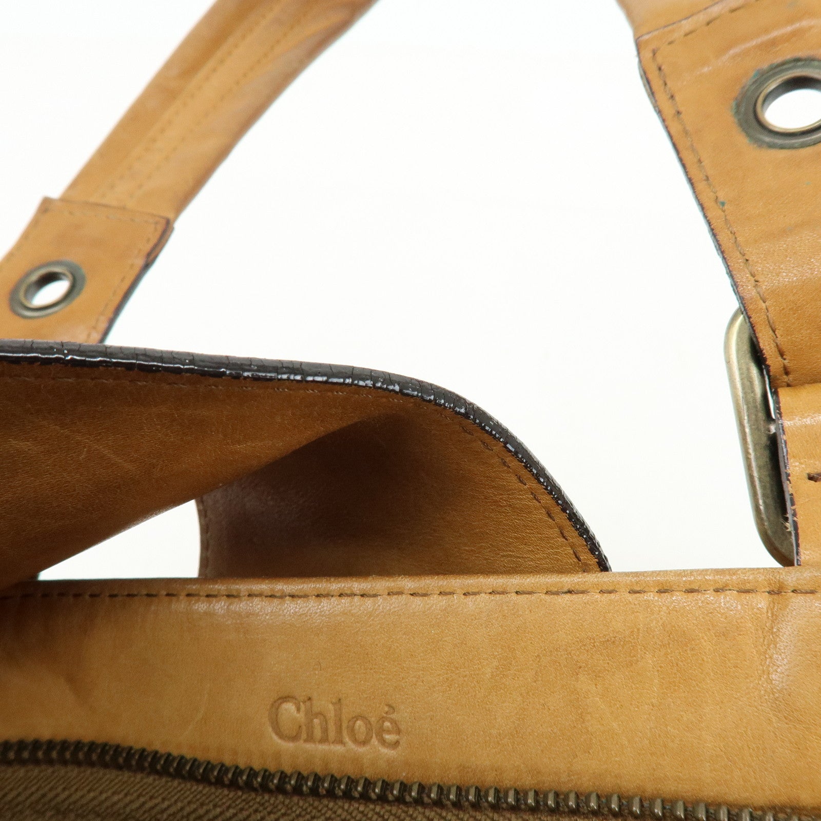 Chloe Maroquinerie Leather Tote Bag Shoulder Bag Hand Bag Brown