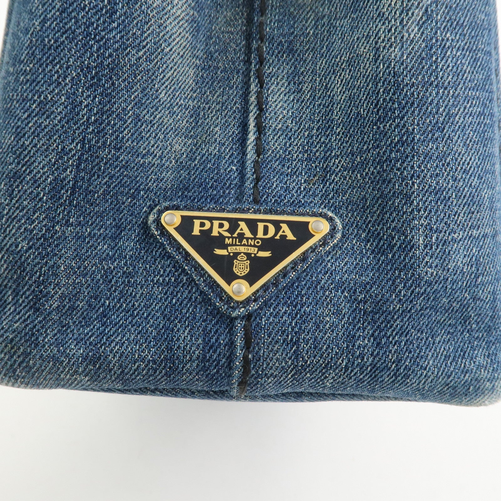 PRADA Logo Canapa Mini Denim 2Way Bag Hand Bag Shoulder Bag 1BG439