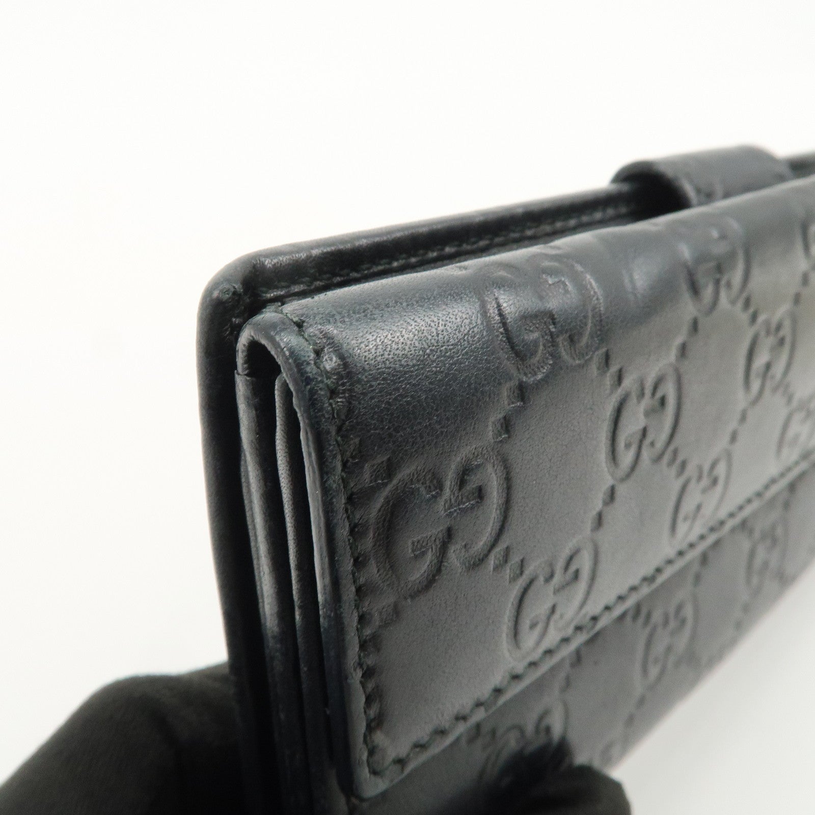 GUCCI Guccissima Lovely Heart W Hook Long Wallet Black 203550