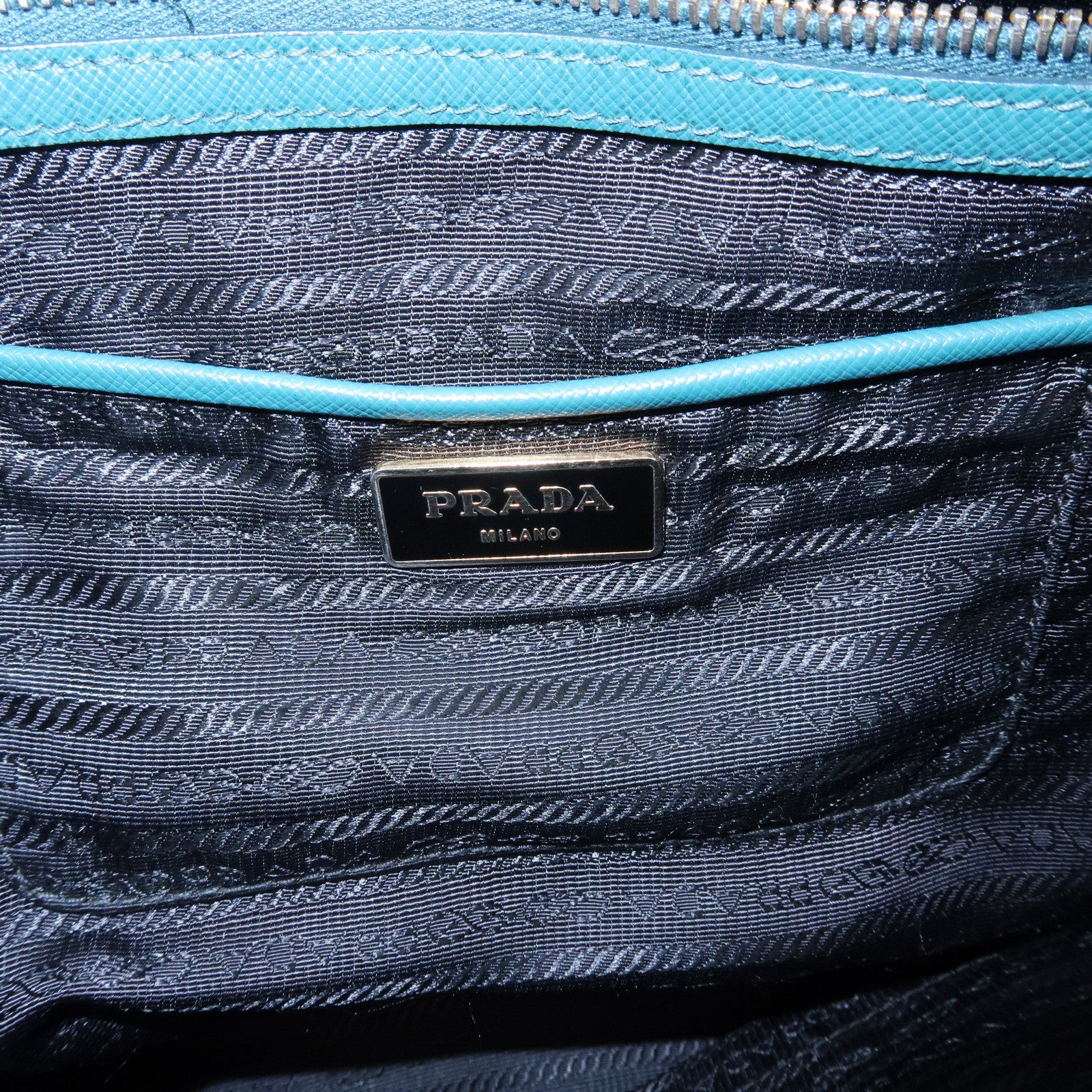 PRADA Triangle Logo Galleria Saffiano Leather Tote Hand Bag Green