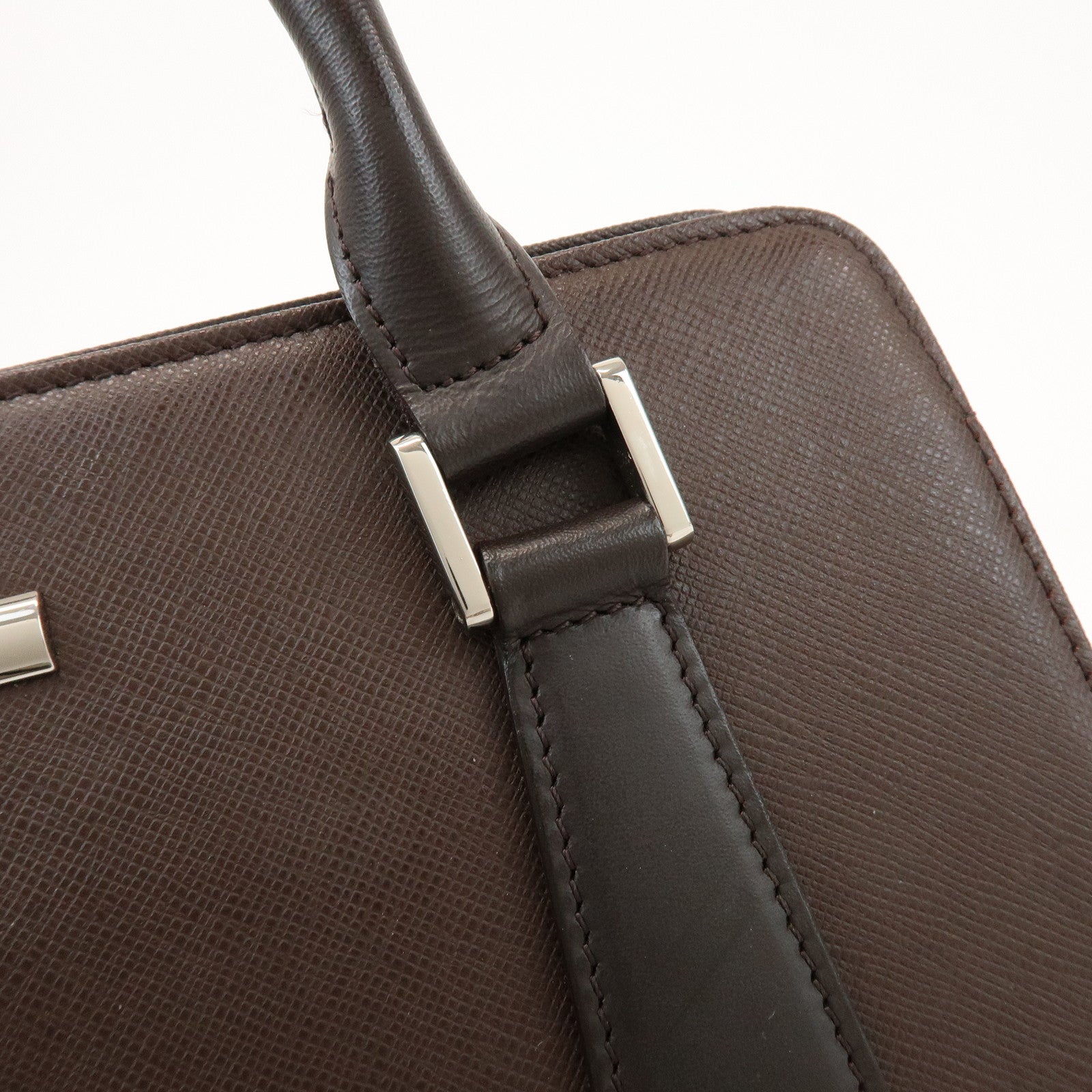 BURBERRY Logo Leather Hand Bag Tote Bag Brown