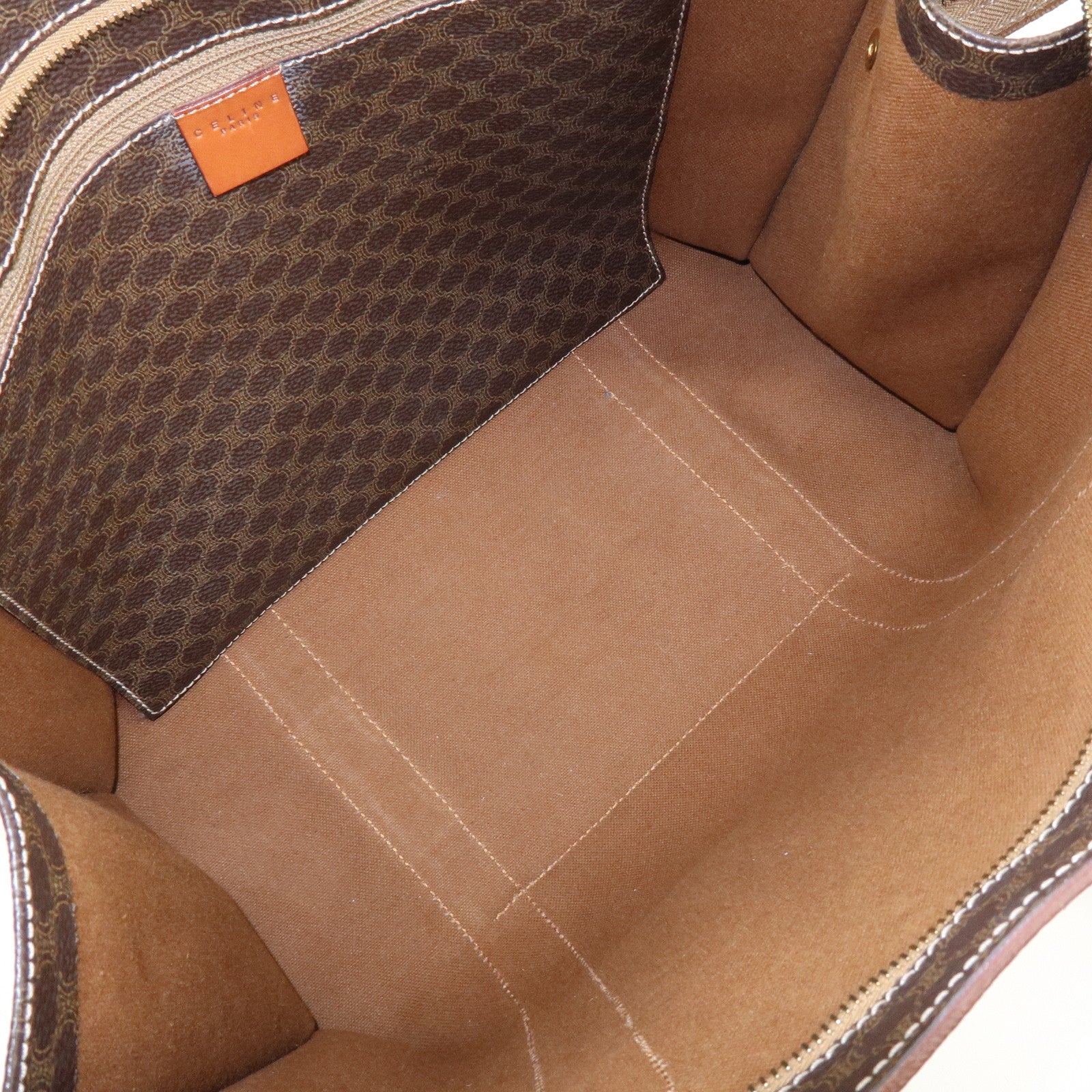 CELINE Macadam PVC Canvas Leather Tote Bag Shoulder Bag Brown