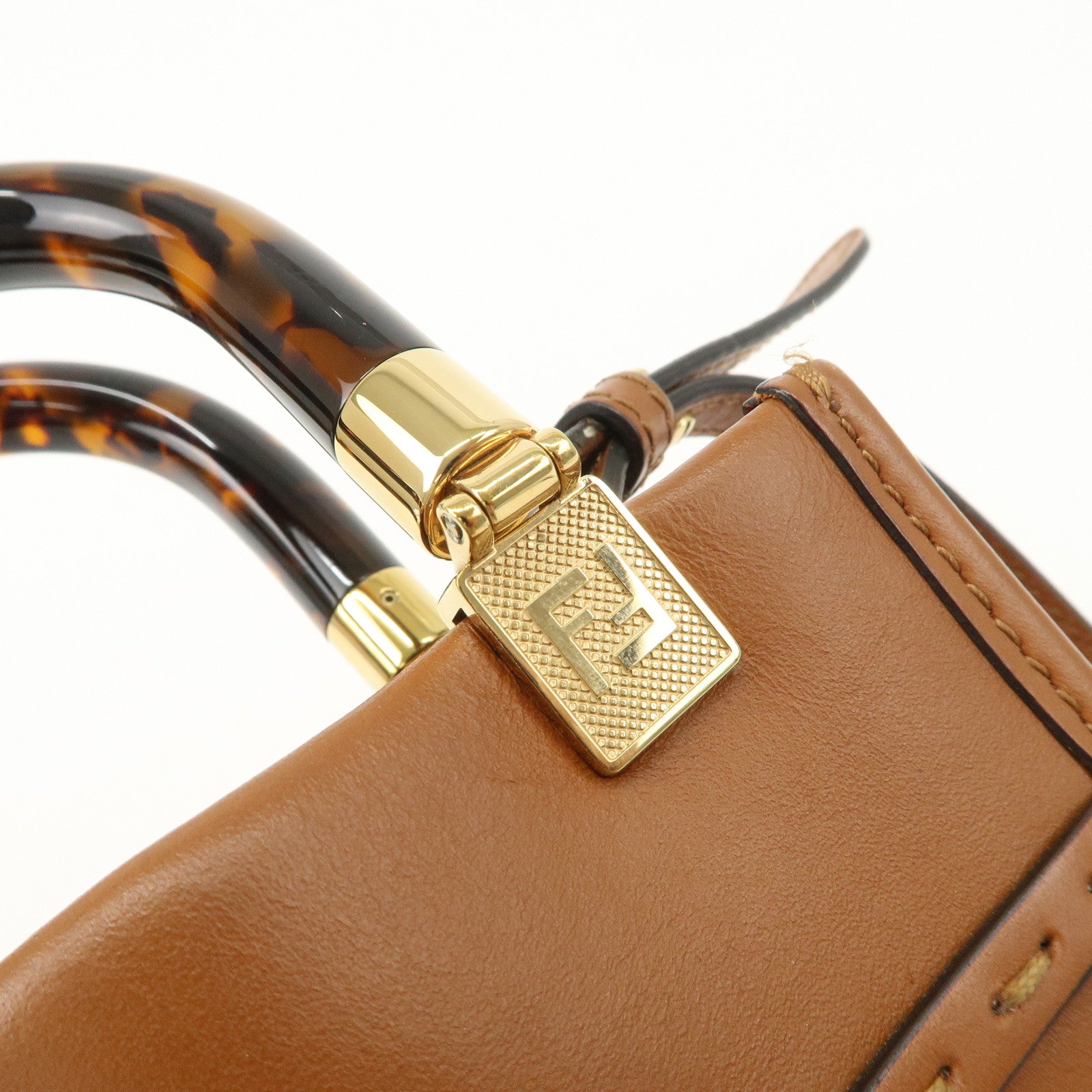FENDI Sunshine Leather Shopper Small 2Way Bag Shoulder Bag 8BS051 Used