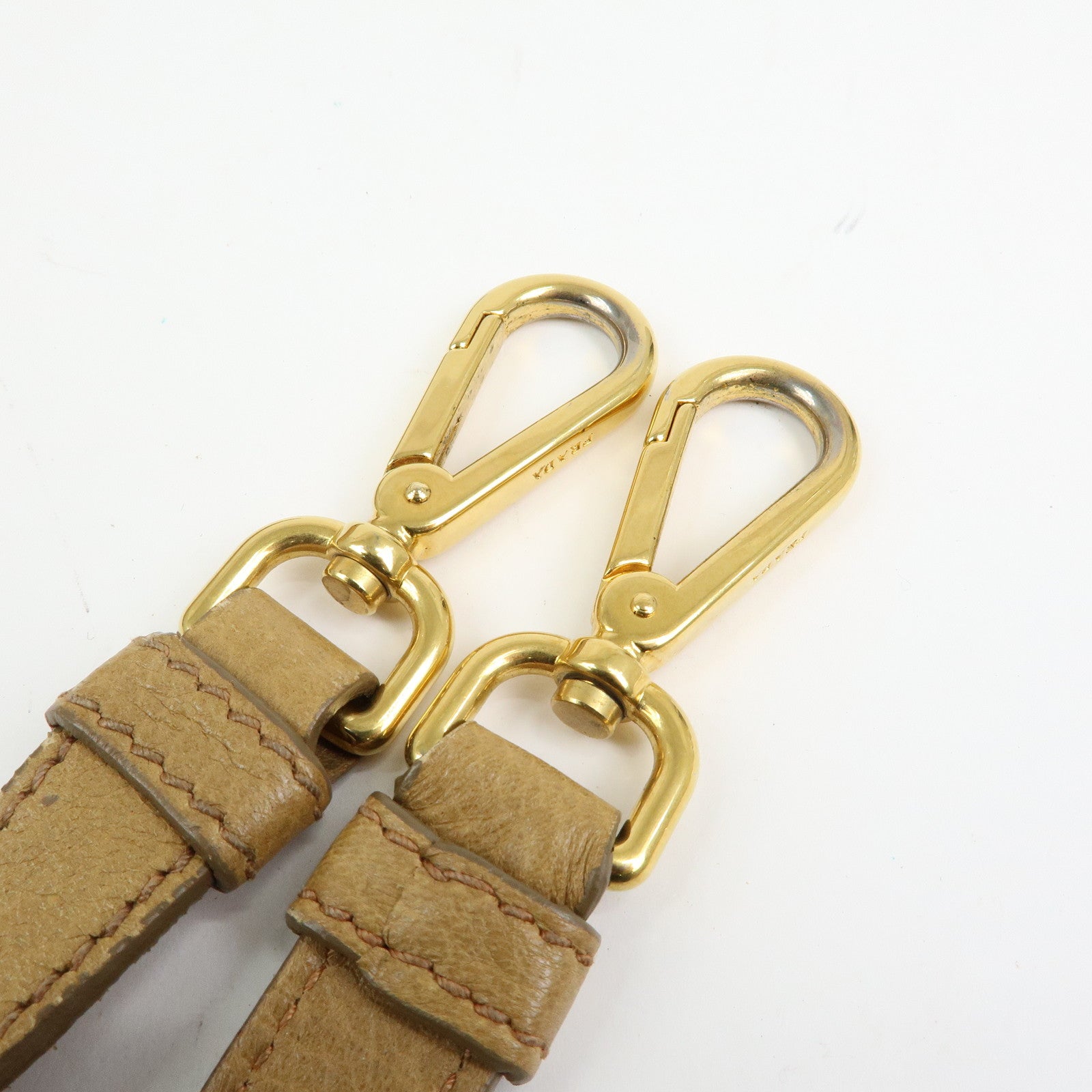 PRADA Calf Leather 2Way Bag Hand Bag Shoulder Bag Beige