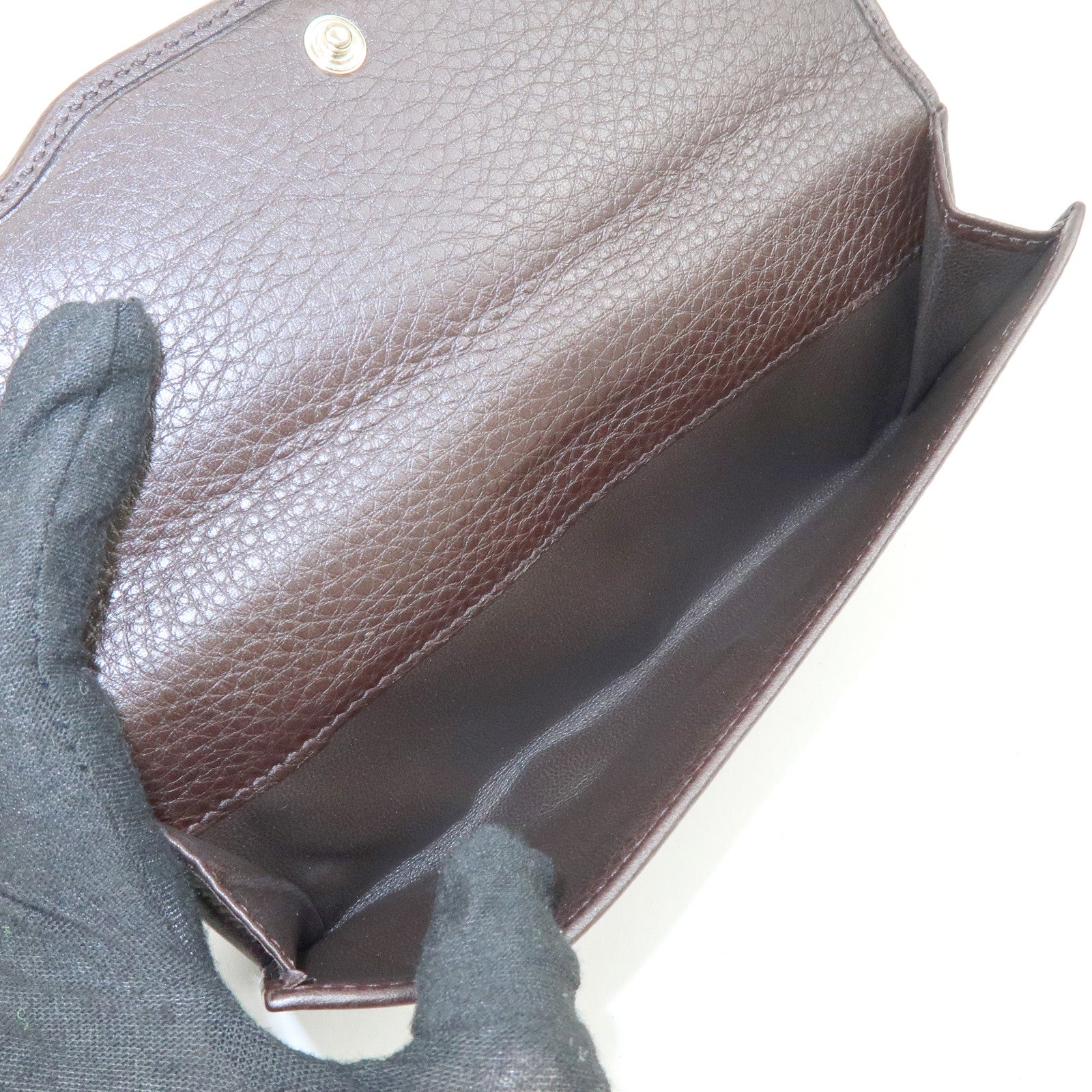 GUCCI Interlocking G Sherry Leather Long Wallet Dark Brown 29535