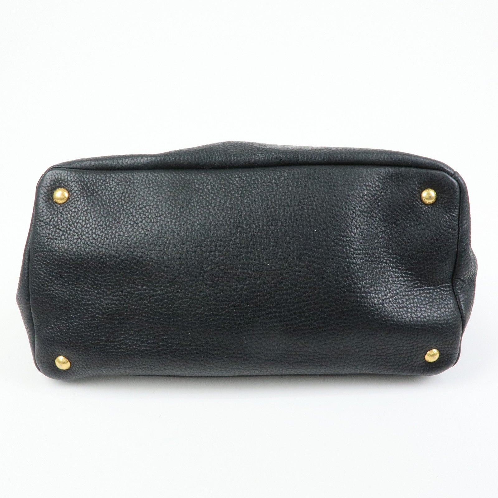 PRADA Logo Vittello Daino Leather 2Way Bag Tote Bag Black BR4393