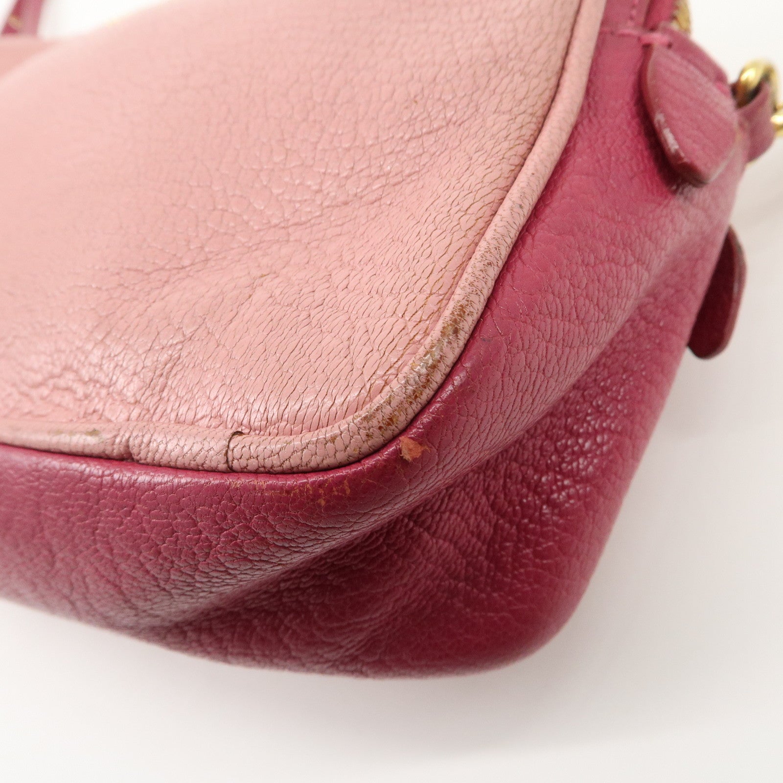 MIU MIU MADRAS BICOLORE Leather Shoulder Bag Crossbody Bag Pink Used