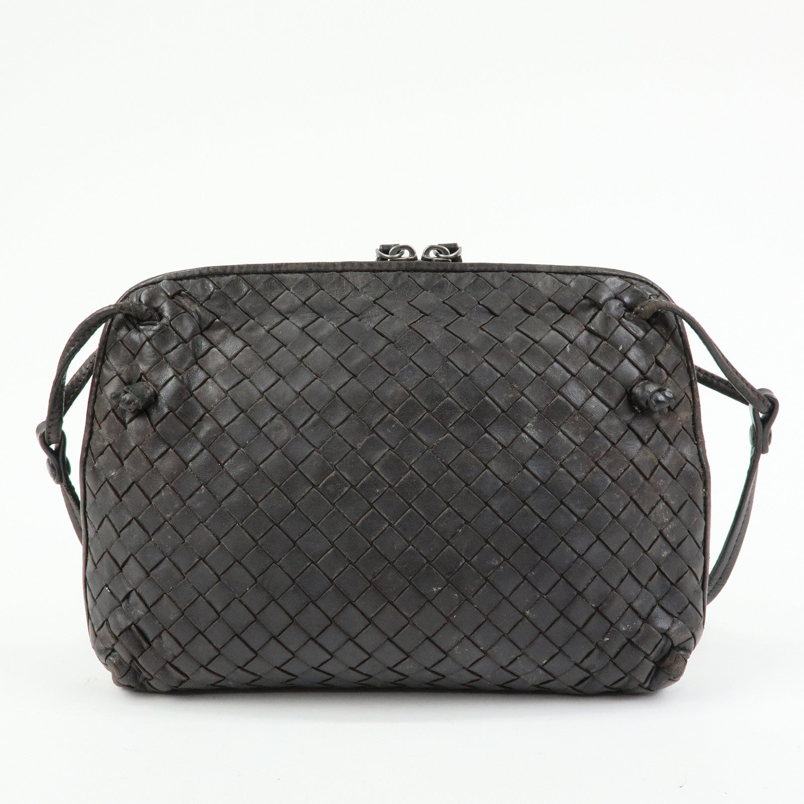 BOTTEGA VENETA Intrecciato Nodini Leather Shoulder Bag Brown 245354