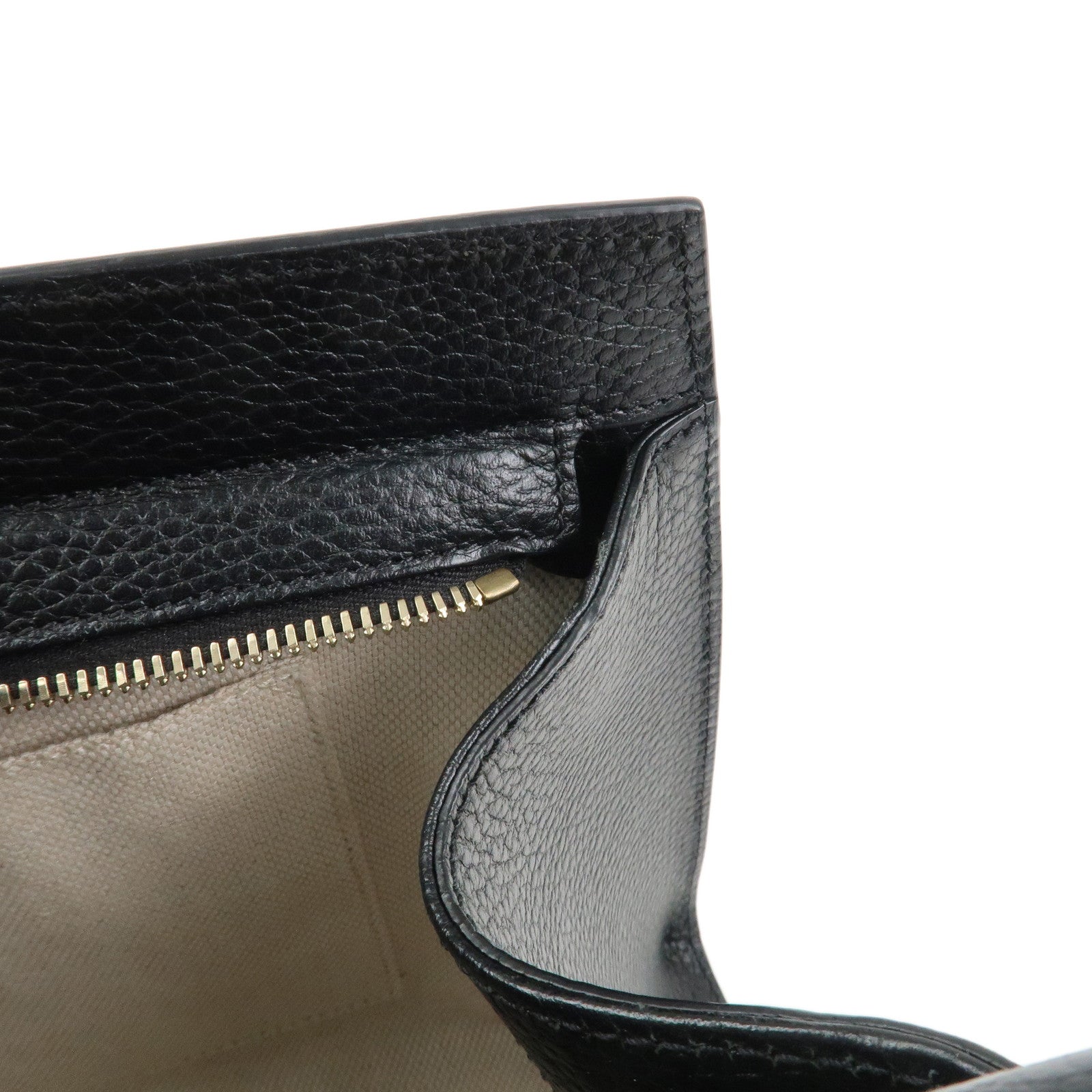 GUCCI SOHO Interlocking G Calf Leather 2Way Bag Black 607722