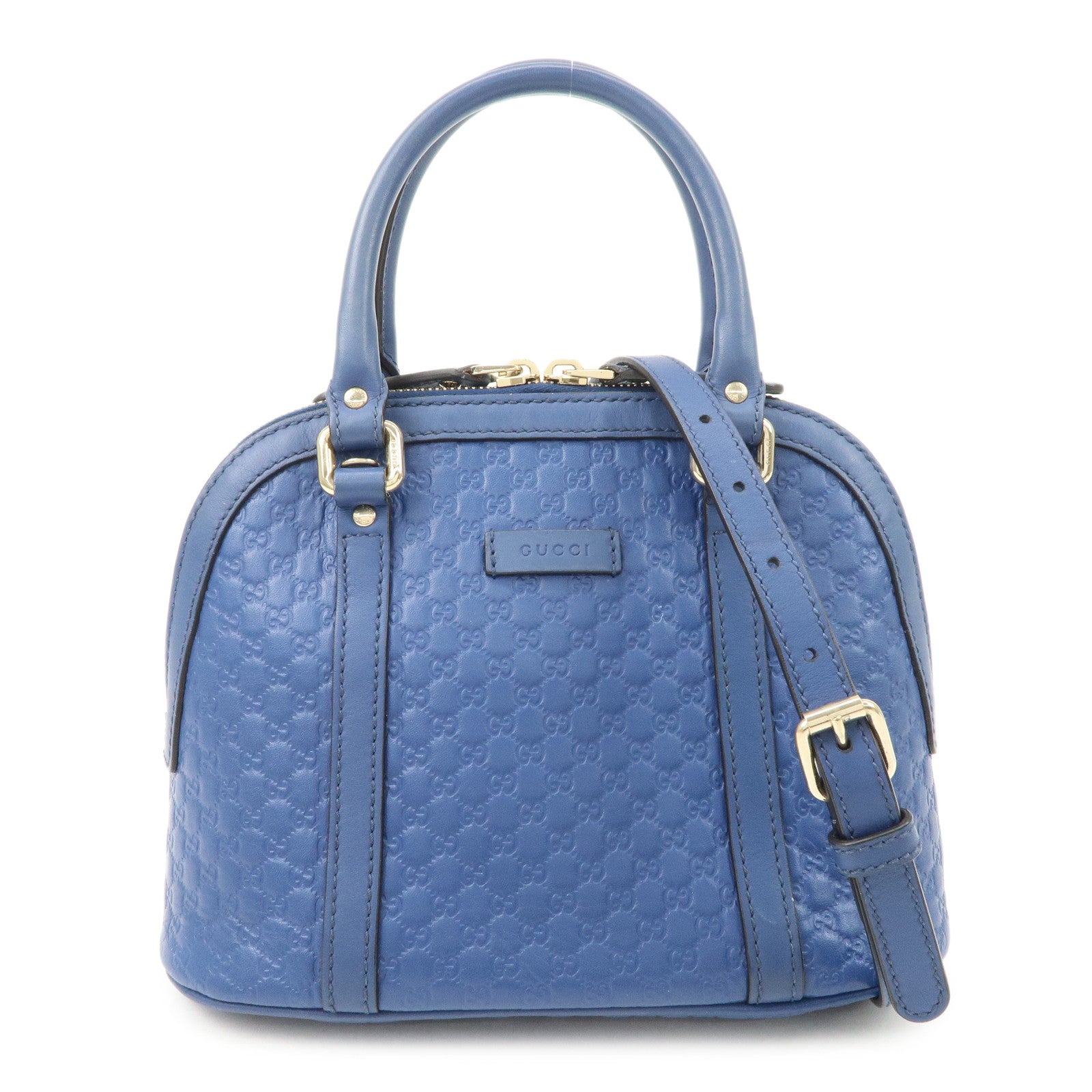 GUCCI Micro Guccissima 2Way Bag Hand Bag Shoulder Bag Blue 449654