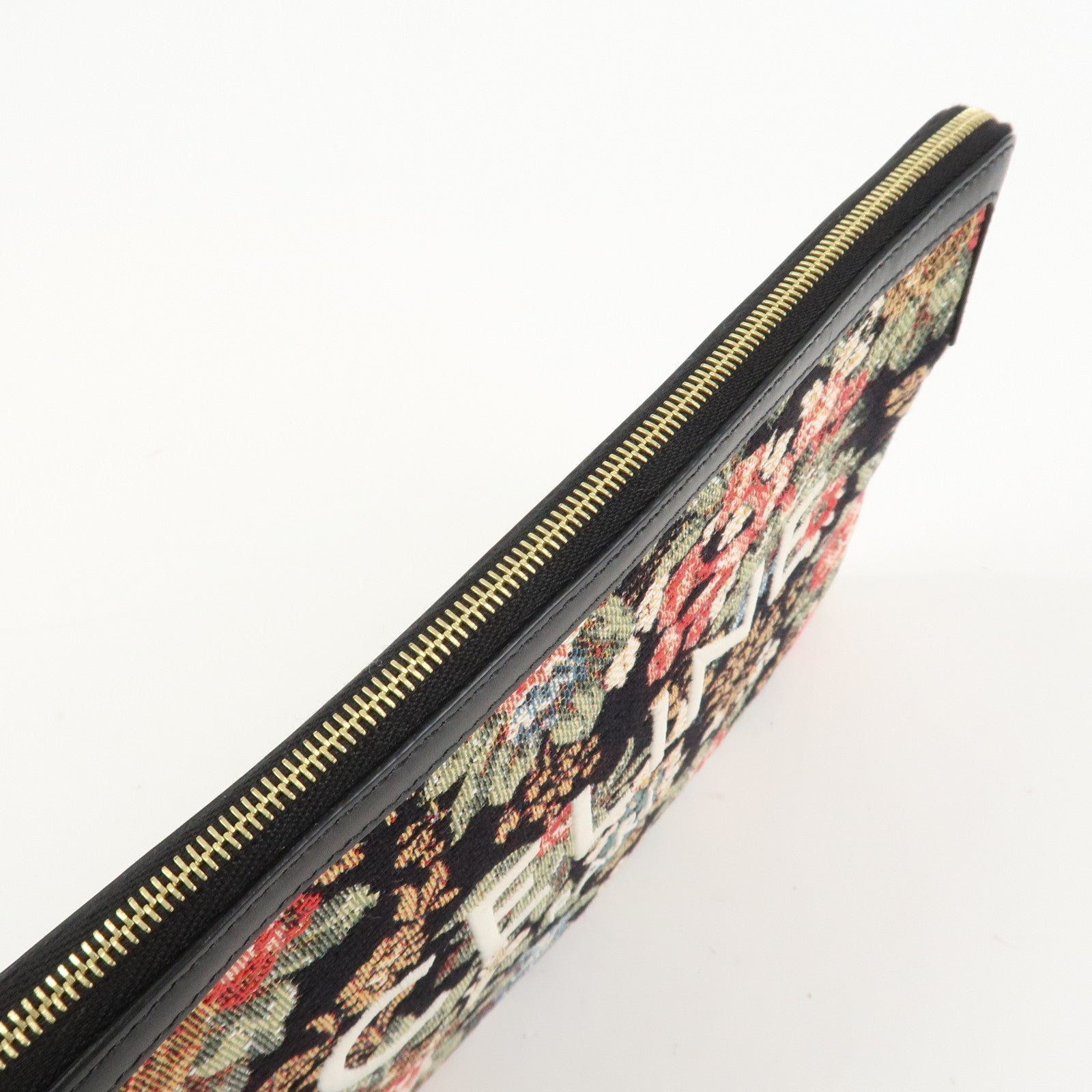 CELINE Jacquard Leather Clutch Bag Second Bag Black Multicolor